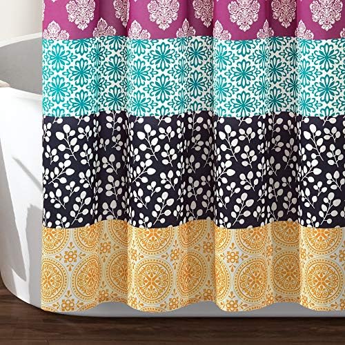 Fuchsia Orange Bohemian Stripe Shower Curtain