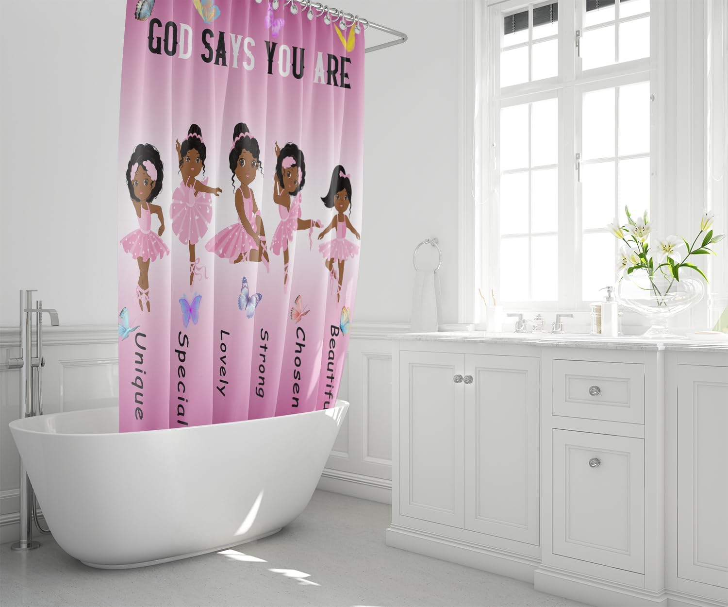 BATATADOCE African Black Girl Shower Curtain Set