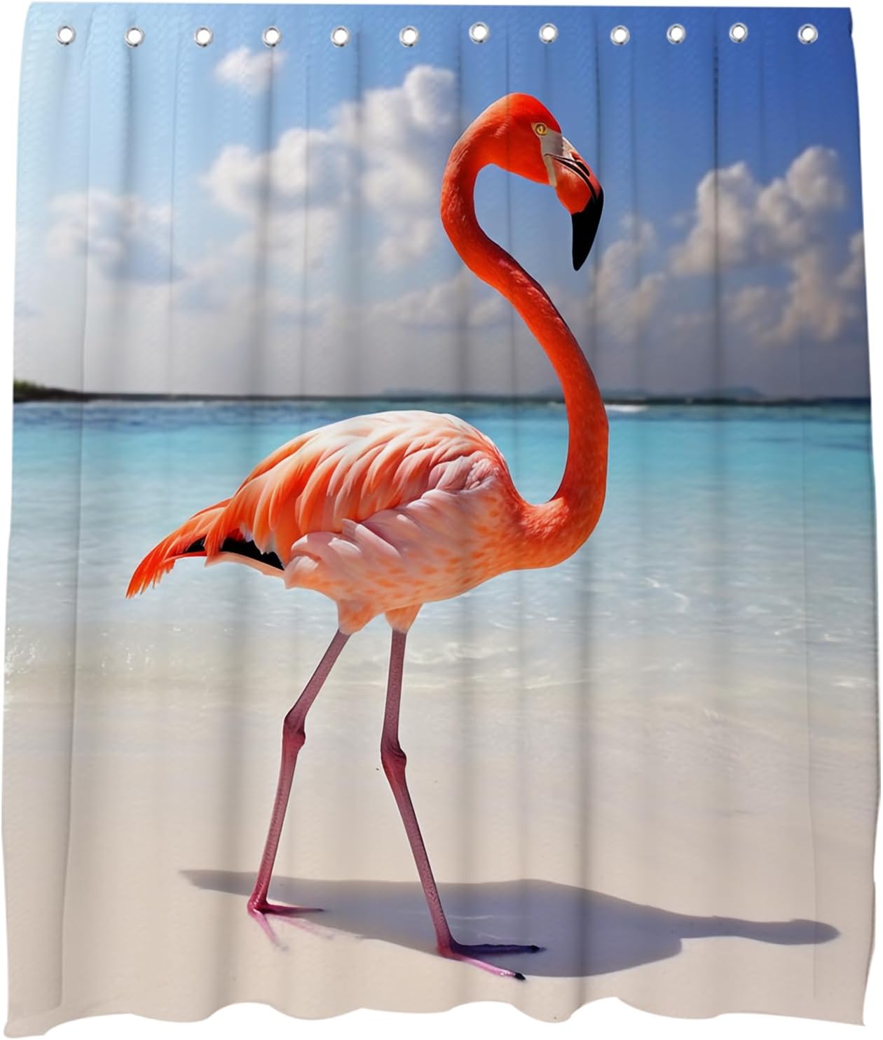 Natural Flamingo Bathroom Curtains
