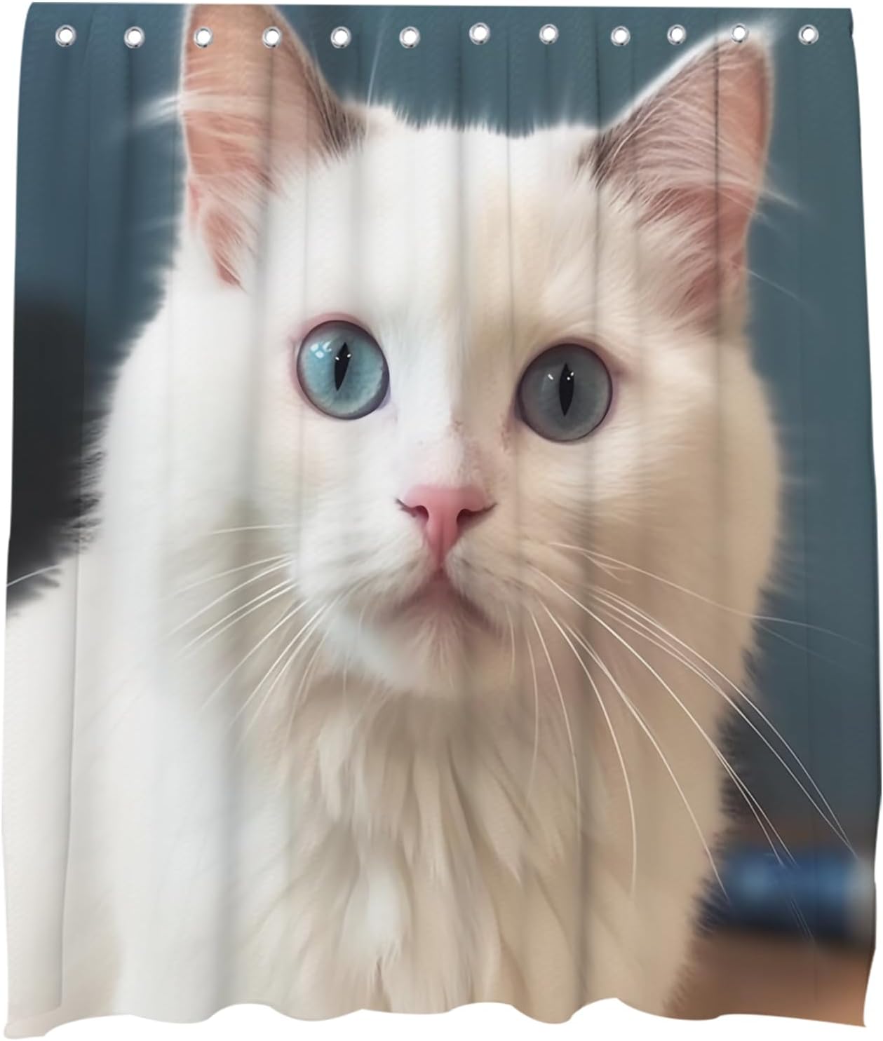 White Cat Bath Curtain
