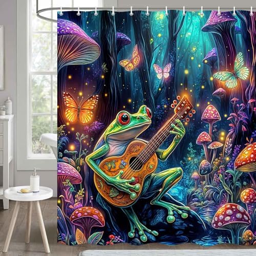 Cutie Kids Playful Frog Butterfly Shower Curtain