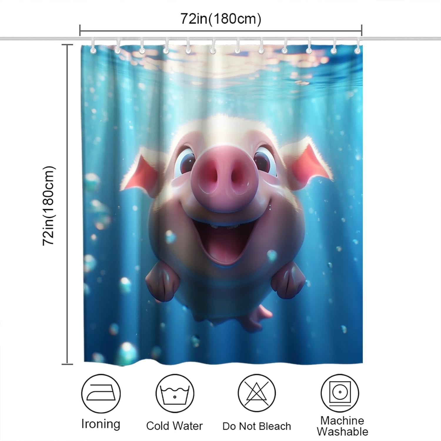 OTRANTO Cute Animal Ocean Shower Curtain Set