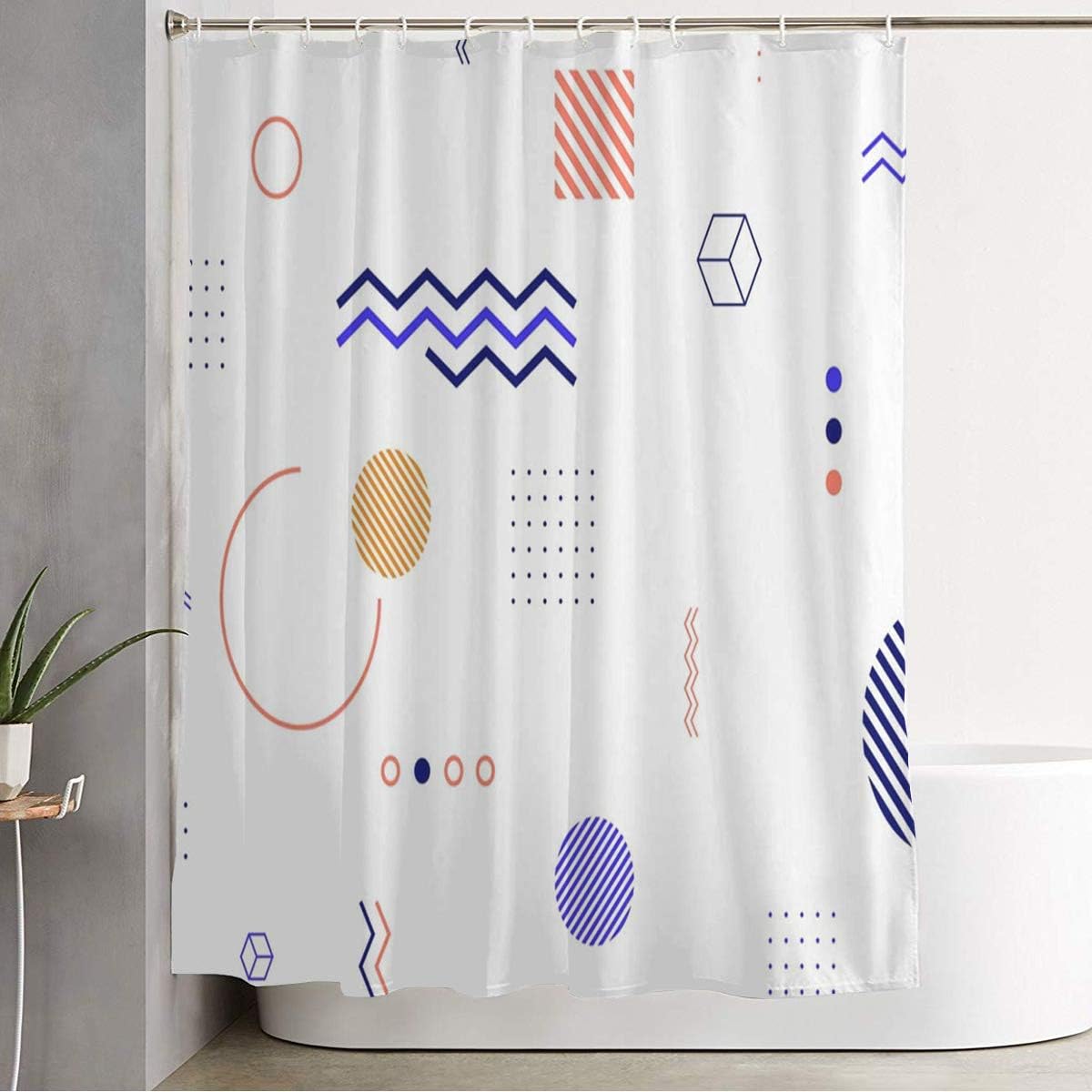 Fun Geometric Shower Curtain for Kids