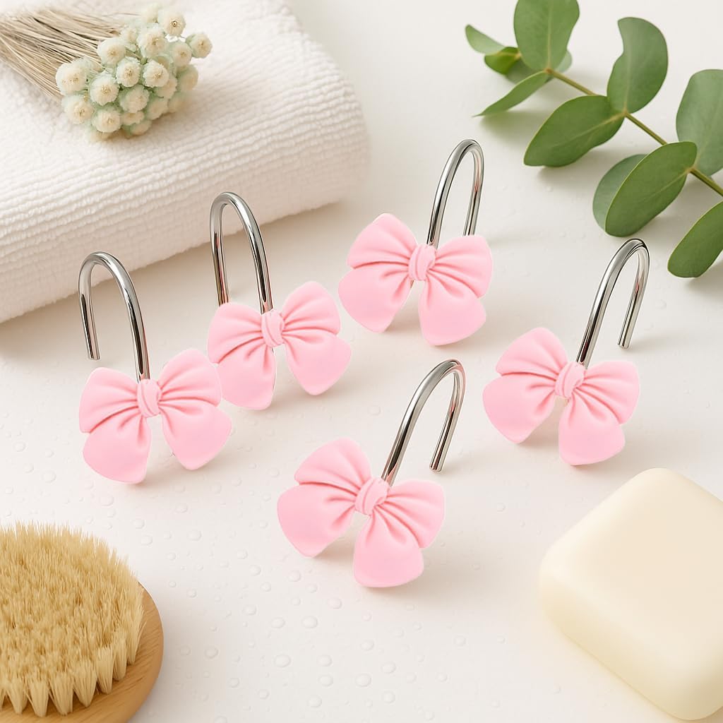 12-Piece Pink Resin Bow Hangers Set for Girls and Princesses