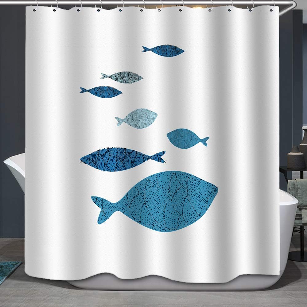 Fish Cool Designer Shower Curtain Set 72 x 72 Inches