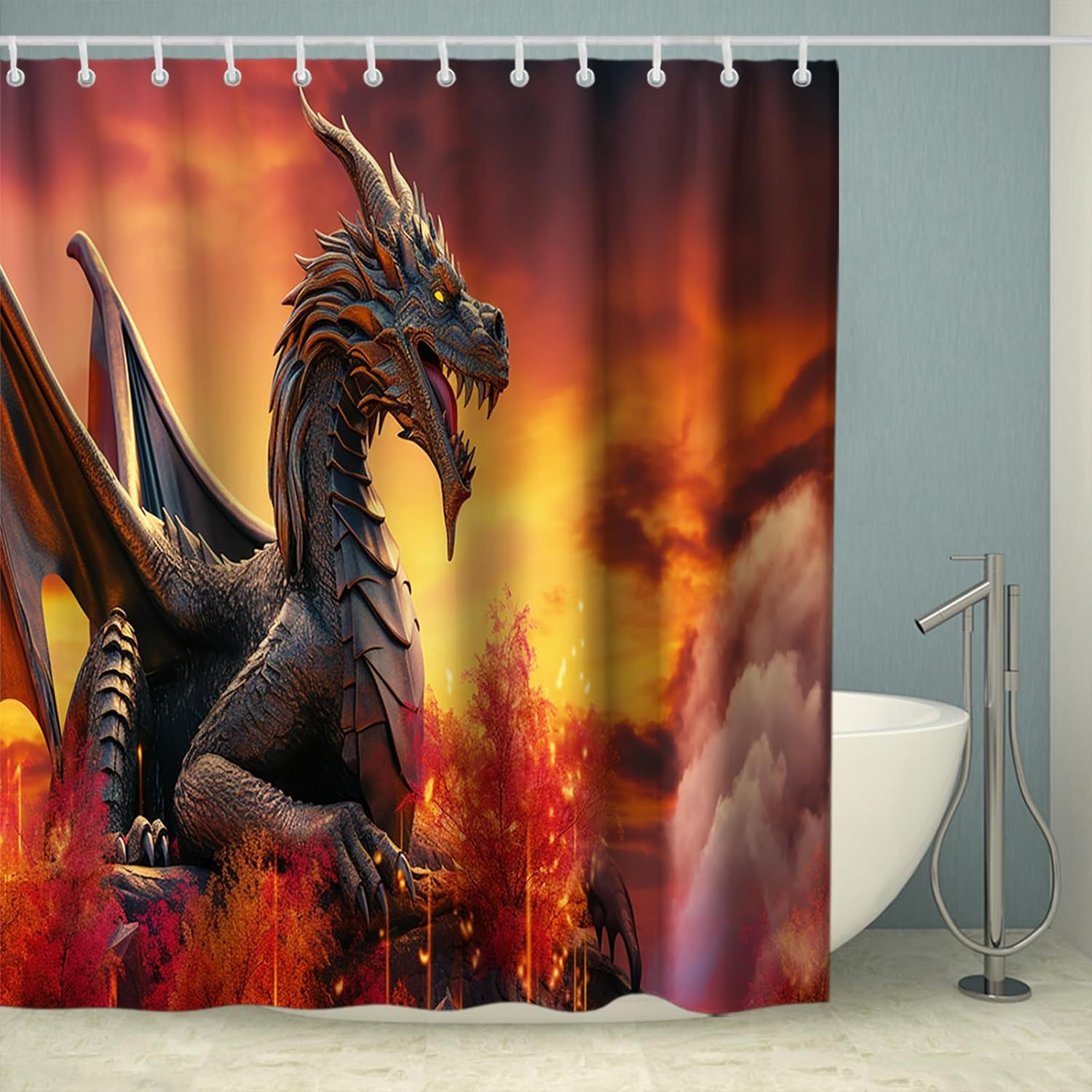 Funny Western Dragon Shower Curtain