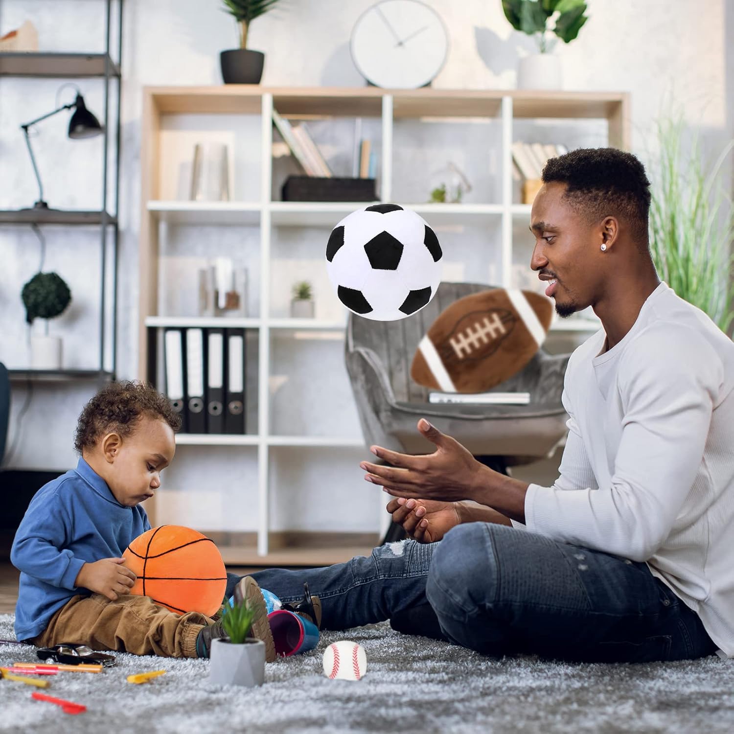 Sratte 4-Piece Sports Plush Pillow Set for Kids