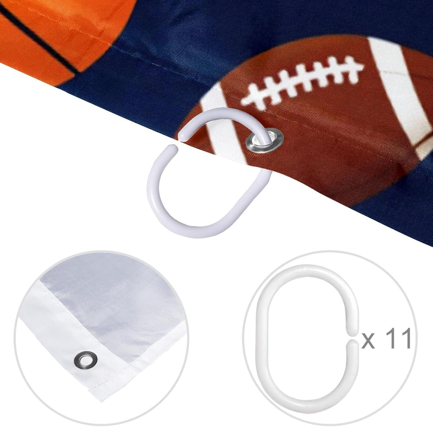 VAPOKF Basketball Baseball Rugby Football Shower Curtain Set 60x72 inches Waterproof Durable