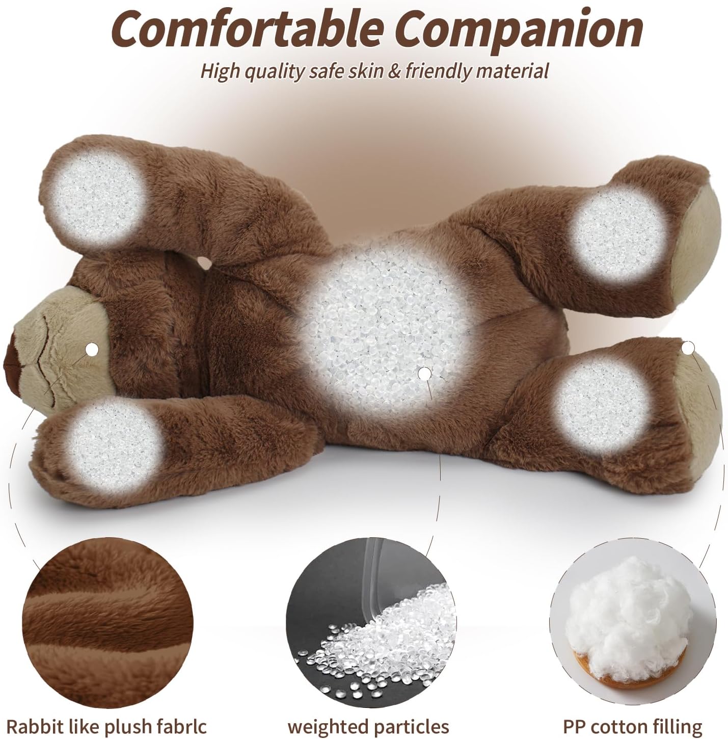 OSOCU 2 lb Weighted Stuffed Brown Bear - 16 Plush Animal Pillow Toy