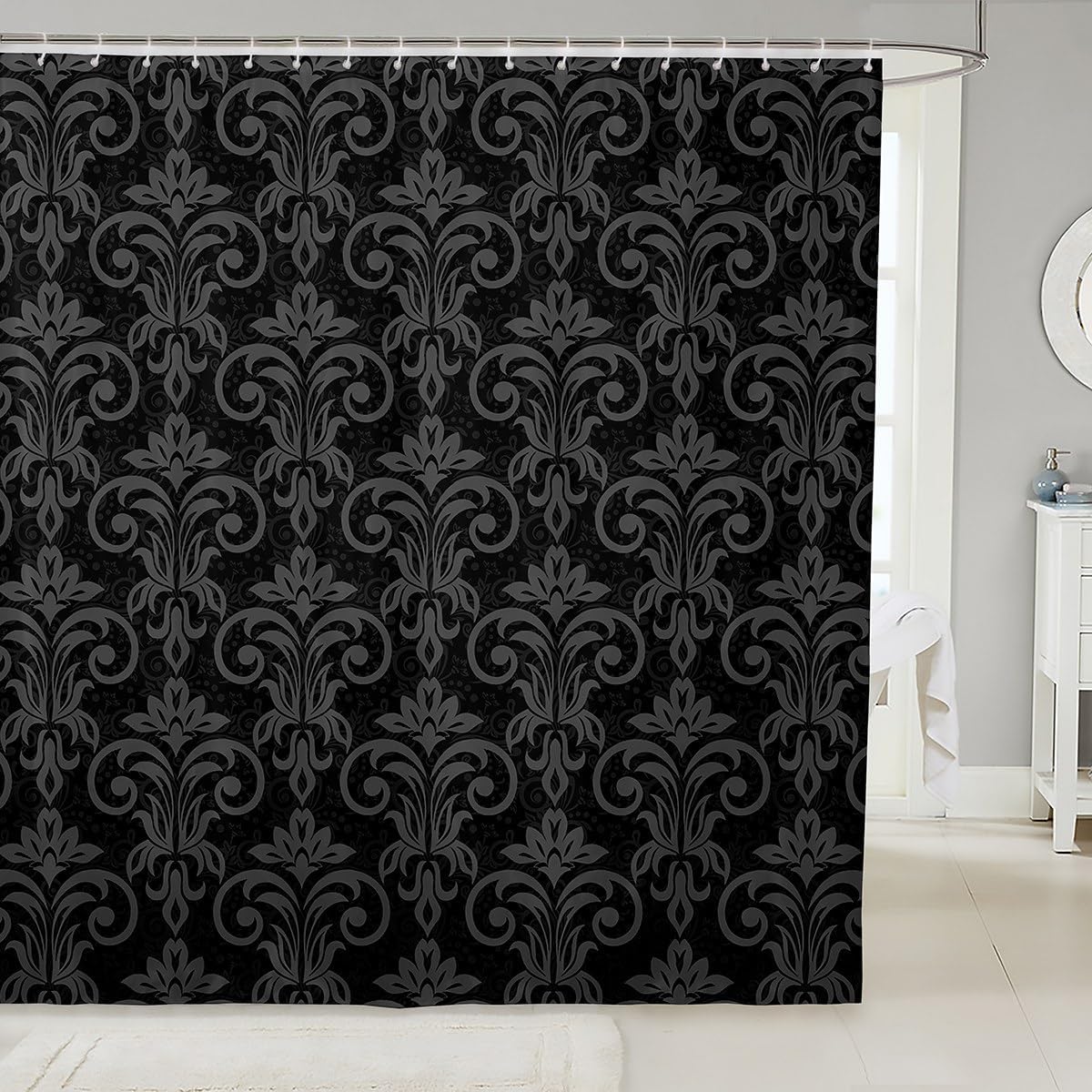 Feelyou Black Bath Curtain Set for Kids Teens 72x72
