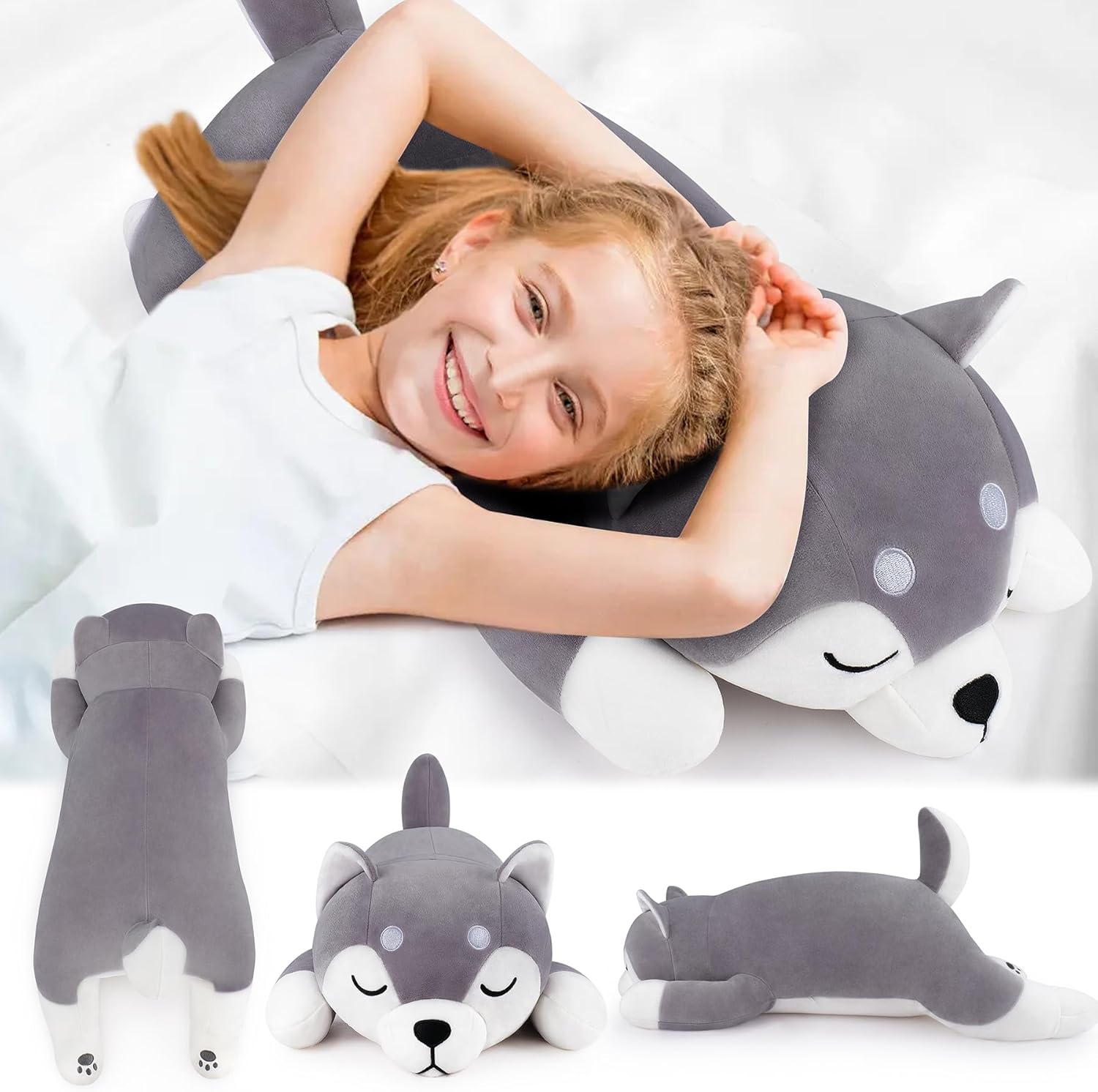 Husky Plush Pillow 30 Soft Cozy