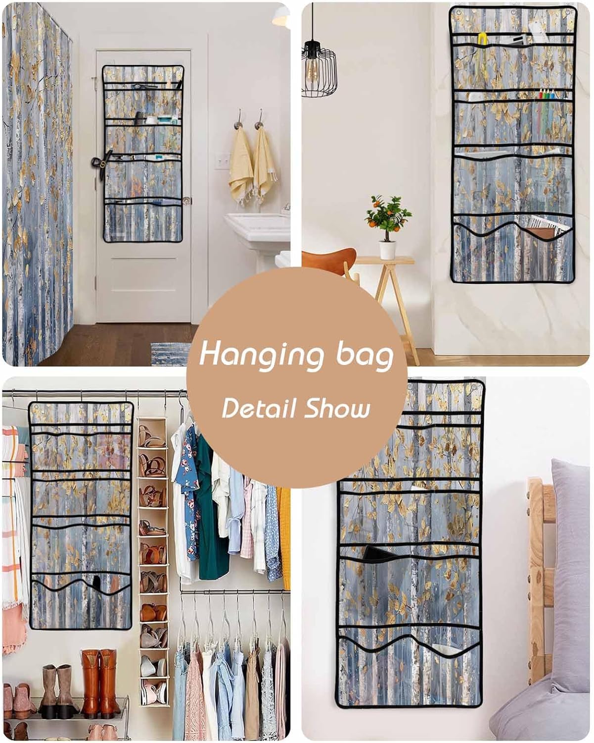 EZON-CH Nostalgic Yellow Shower Curtain Organizer