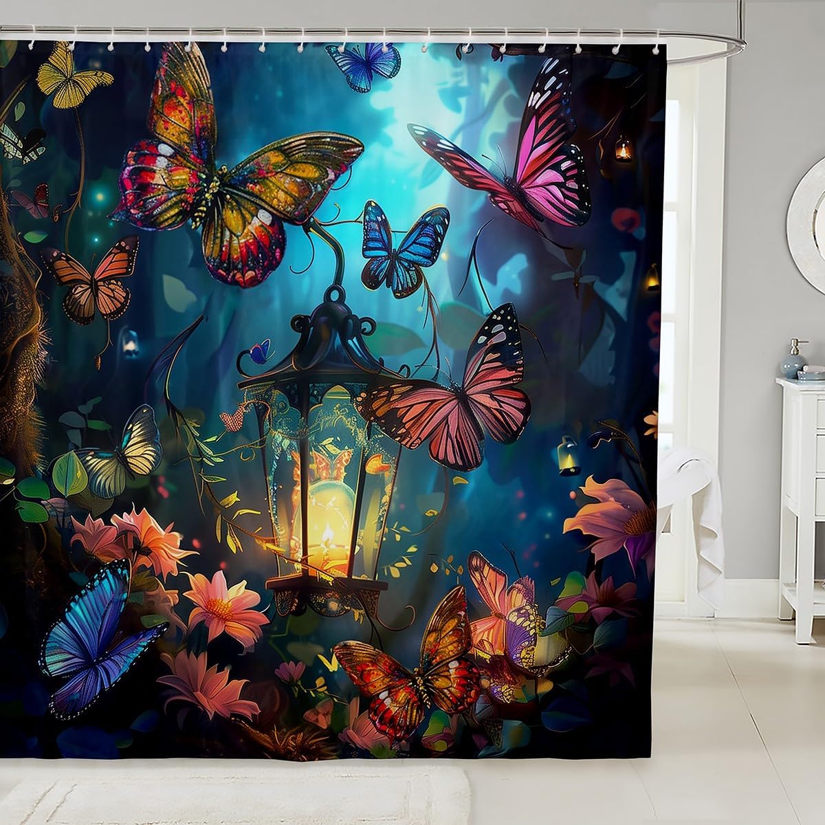 Trippy Butterfly Kids Shower Curtains Kids Bathroom Curtn 72 Wx72 H Waterproof