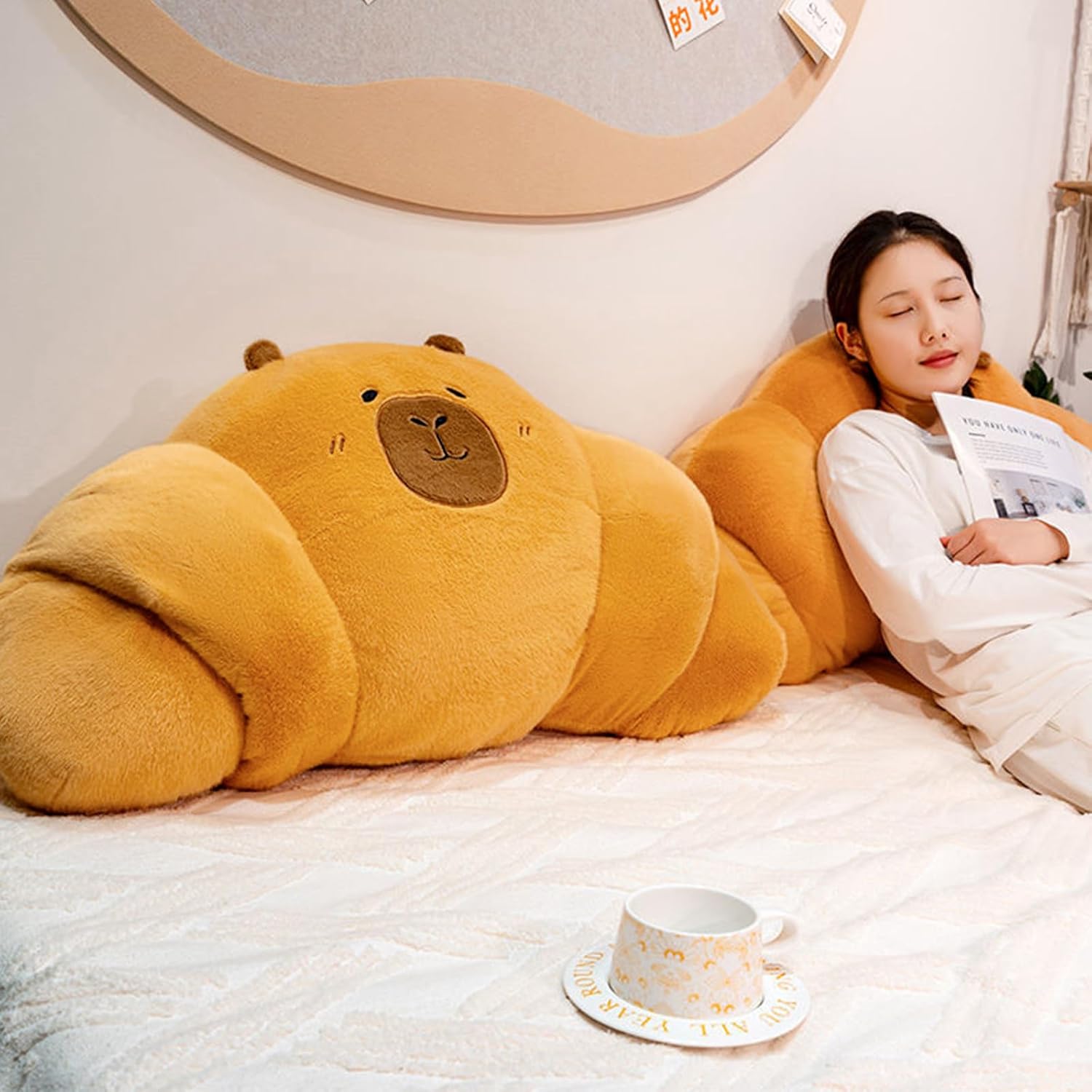 Capybara Croissant Plush Pillow