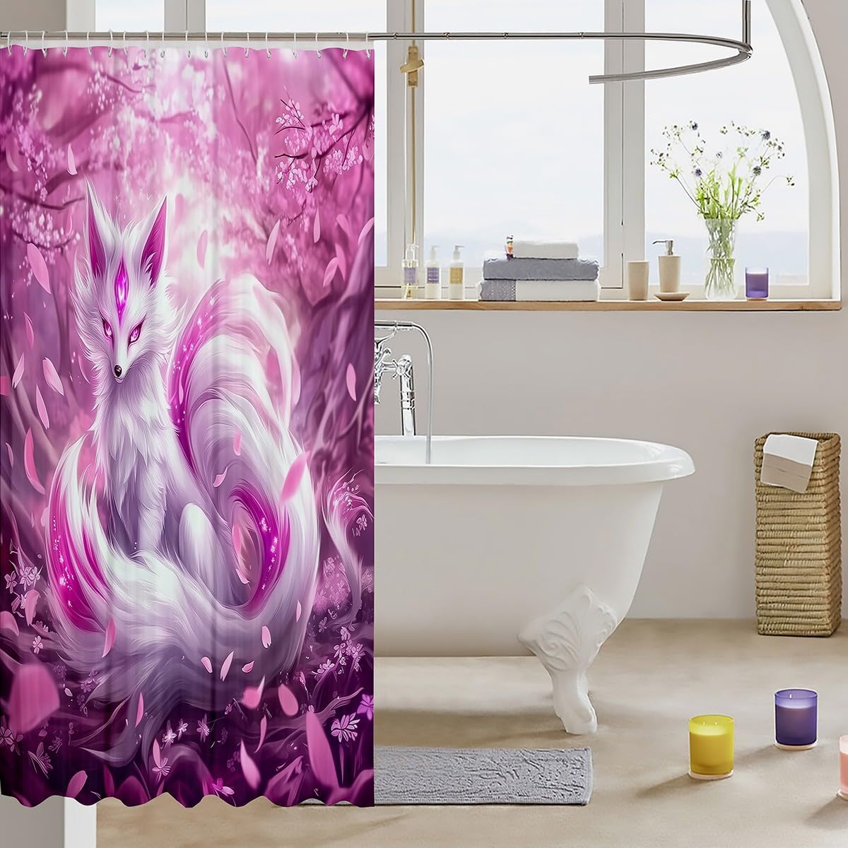 Feelyou Pink Fox Bath Curtain 72x72