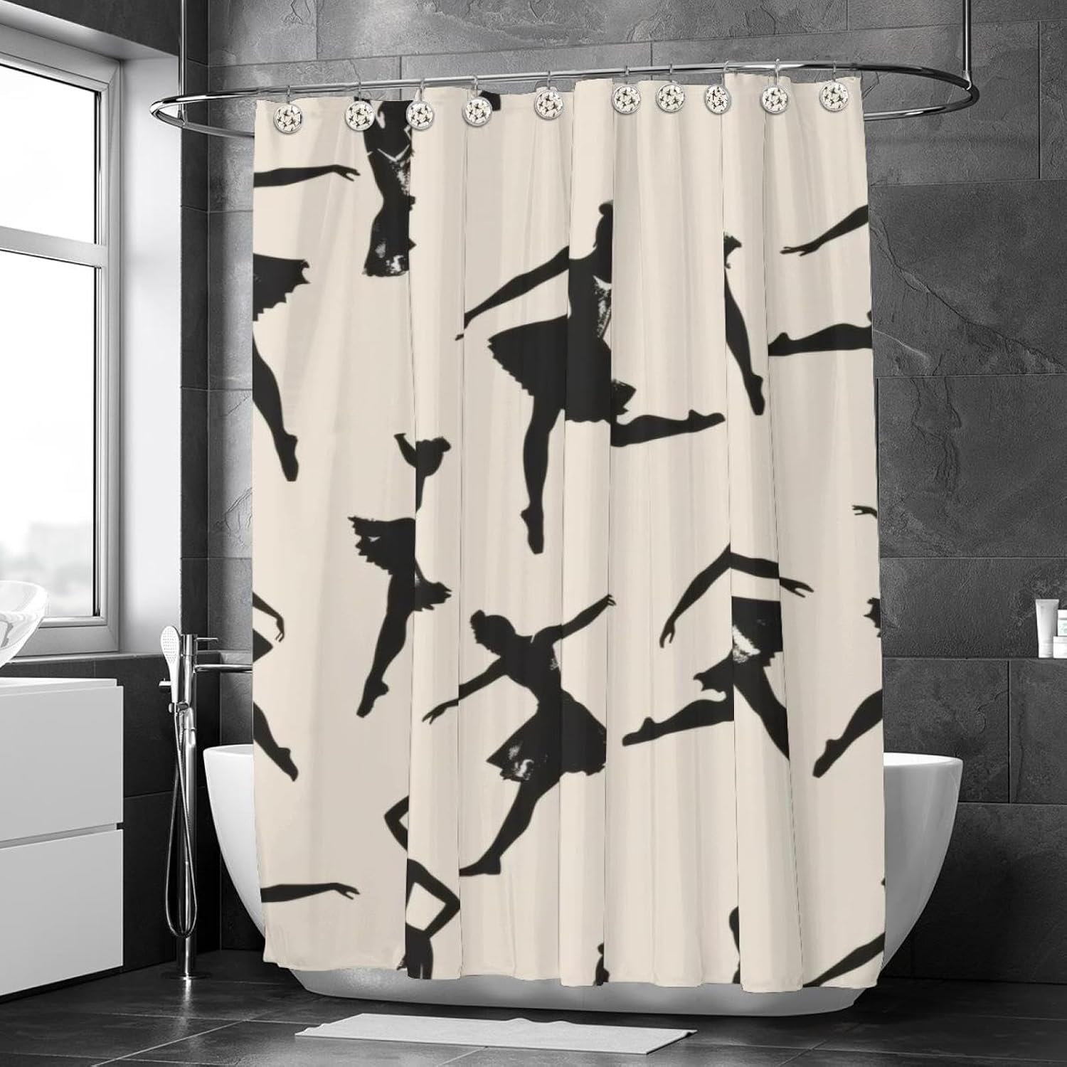 Dancing Ballet Girls Prints Shower Curtain Set