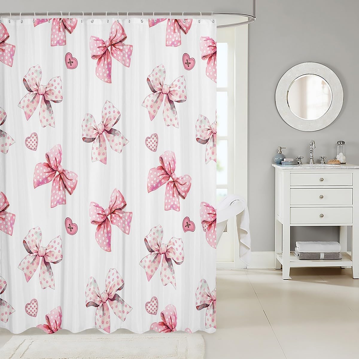 Feelyou Kawaii Bow Bath Curtain - Perfect for Kids
