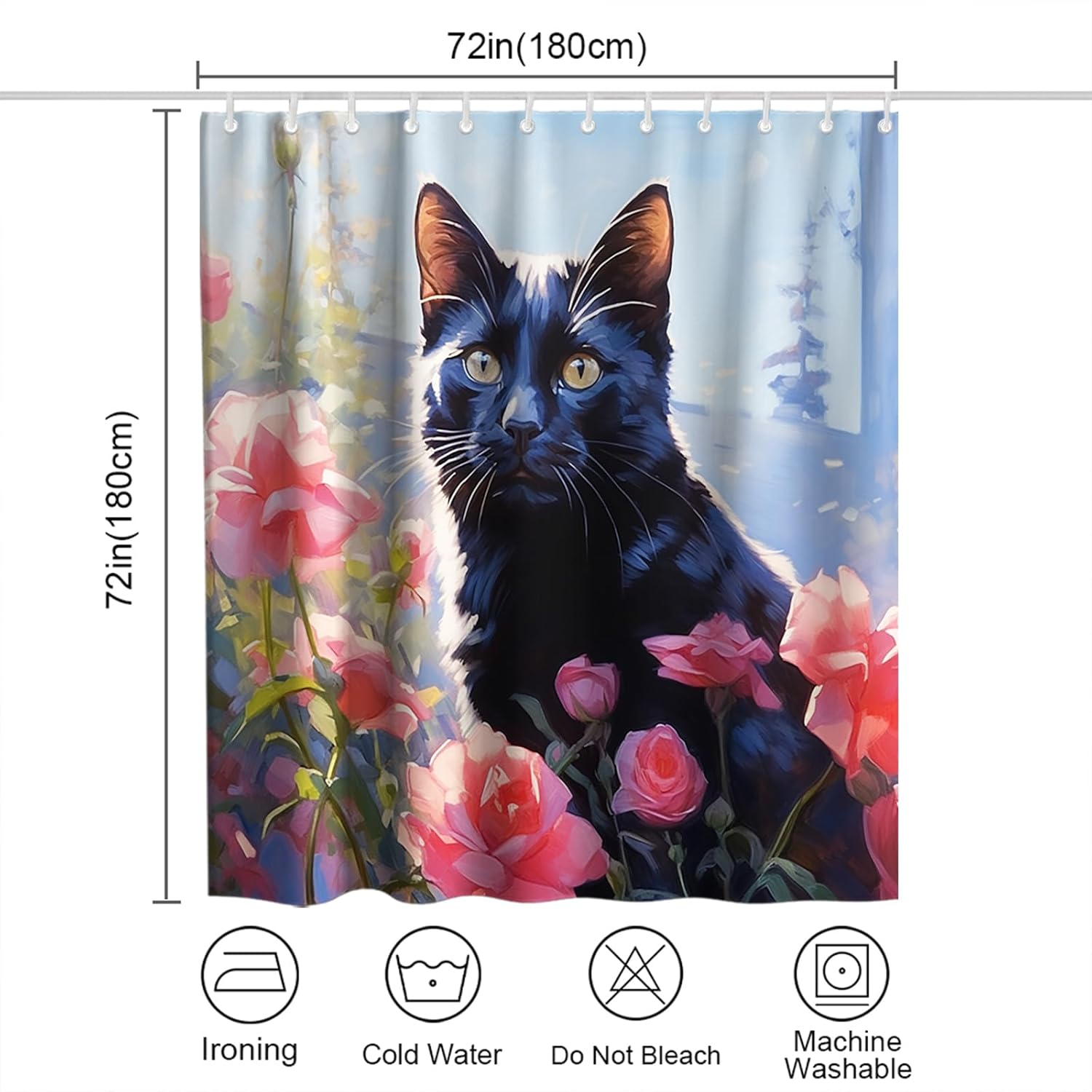 Cute Red Rose Floral Shower Curtain Set