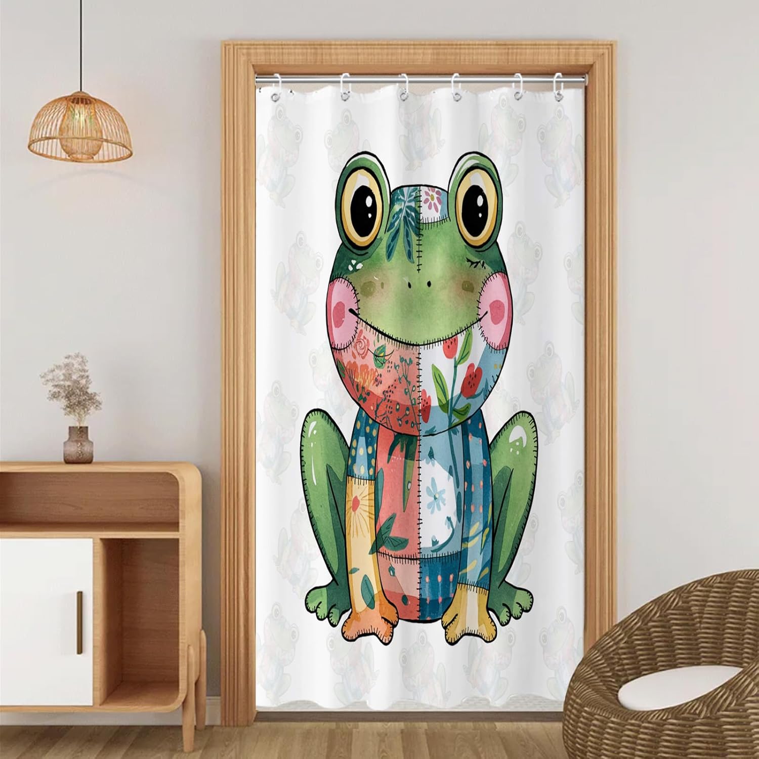 OTRANTO Fun Frog Shower Curtain Set