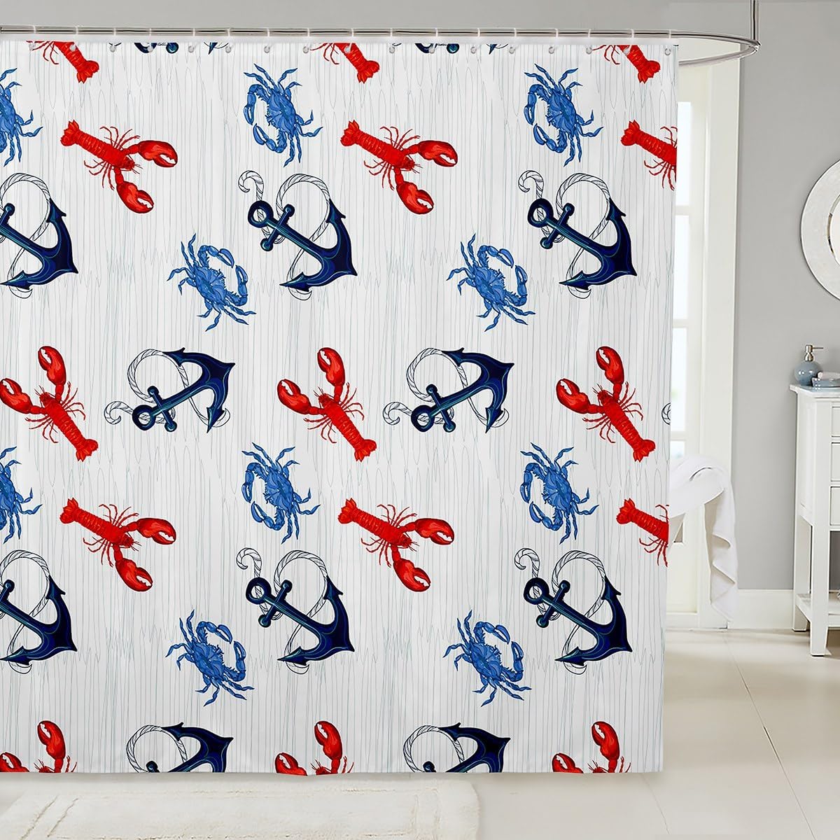 Nautical Anchor Washable Shower Curtain 72x72 for Kids