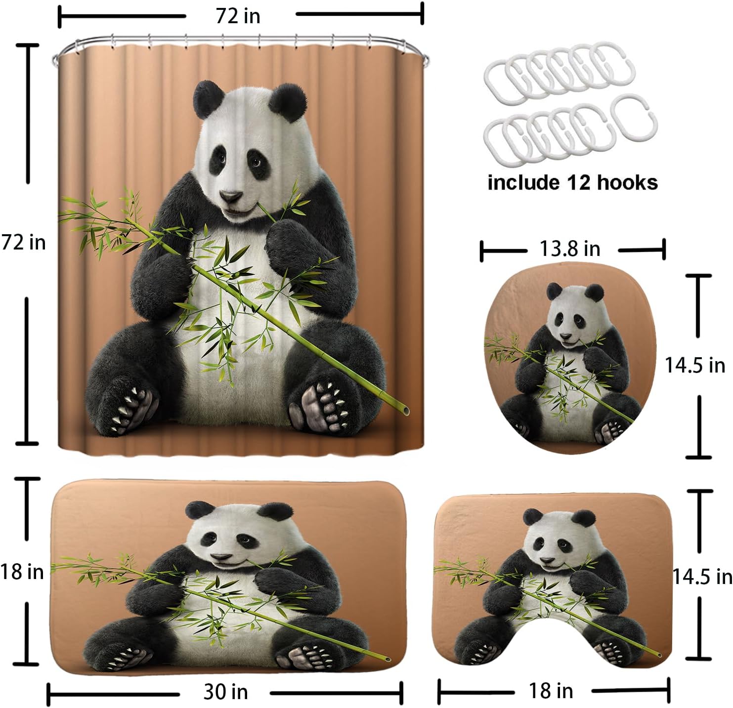 4-Piece Panda Bath Set with Innovative Design
