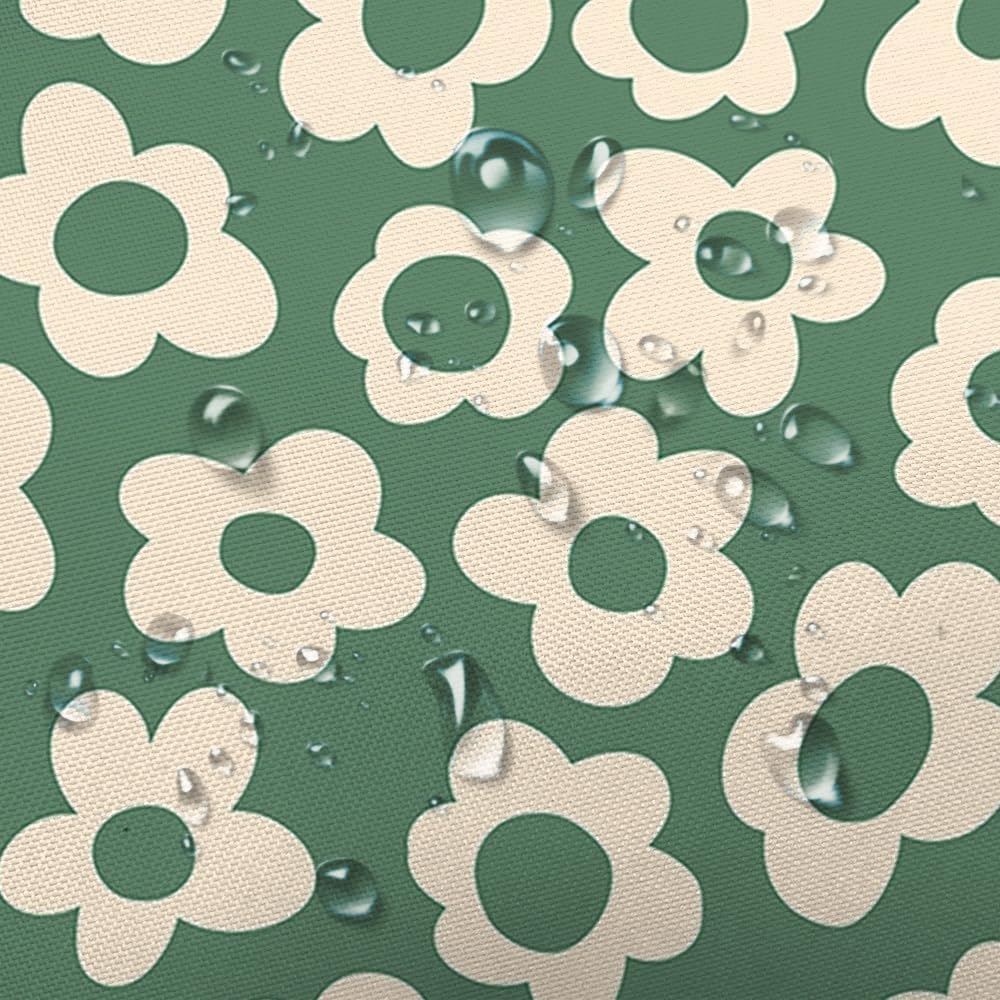 Stunning Sage Green Daisy Shower Curtain Boho Retro Sage Green Design