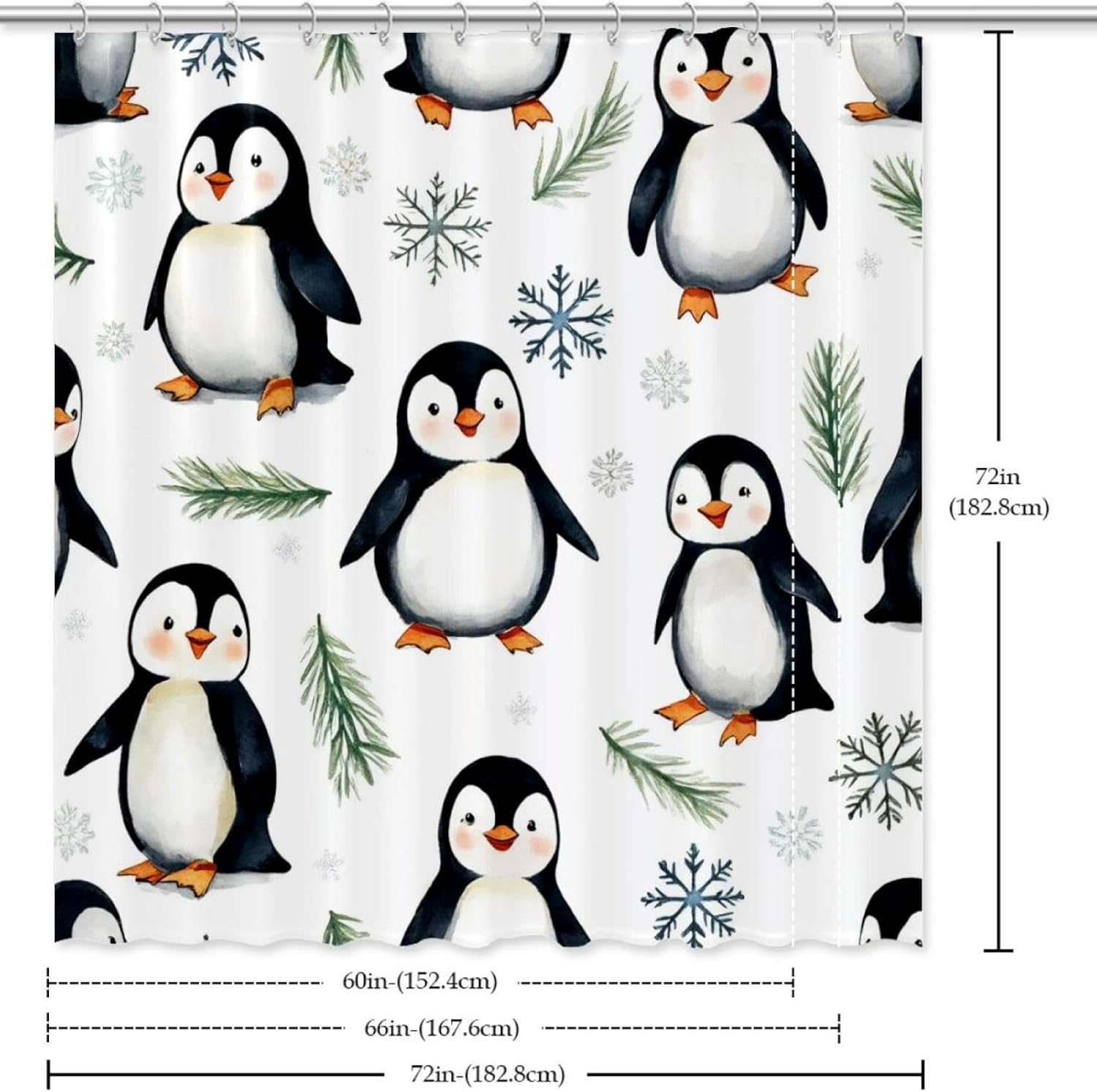 VAPOKFPlayful Penguins Branches Shower Curtain Set