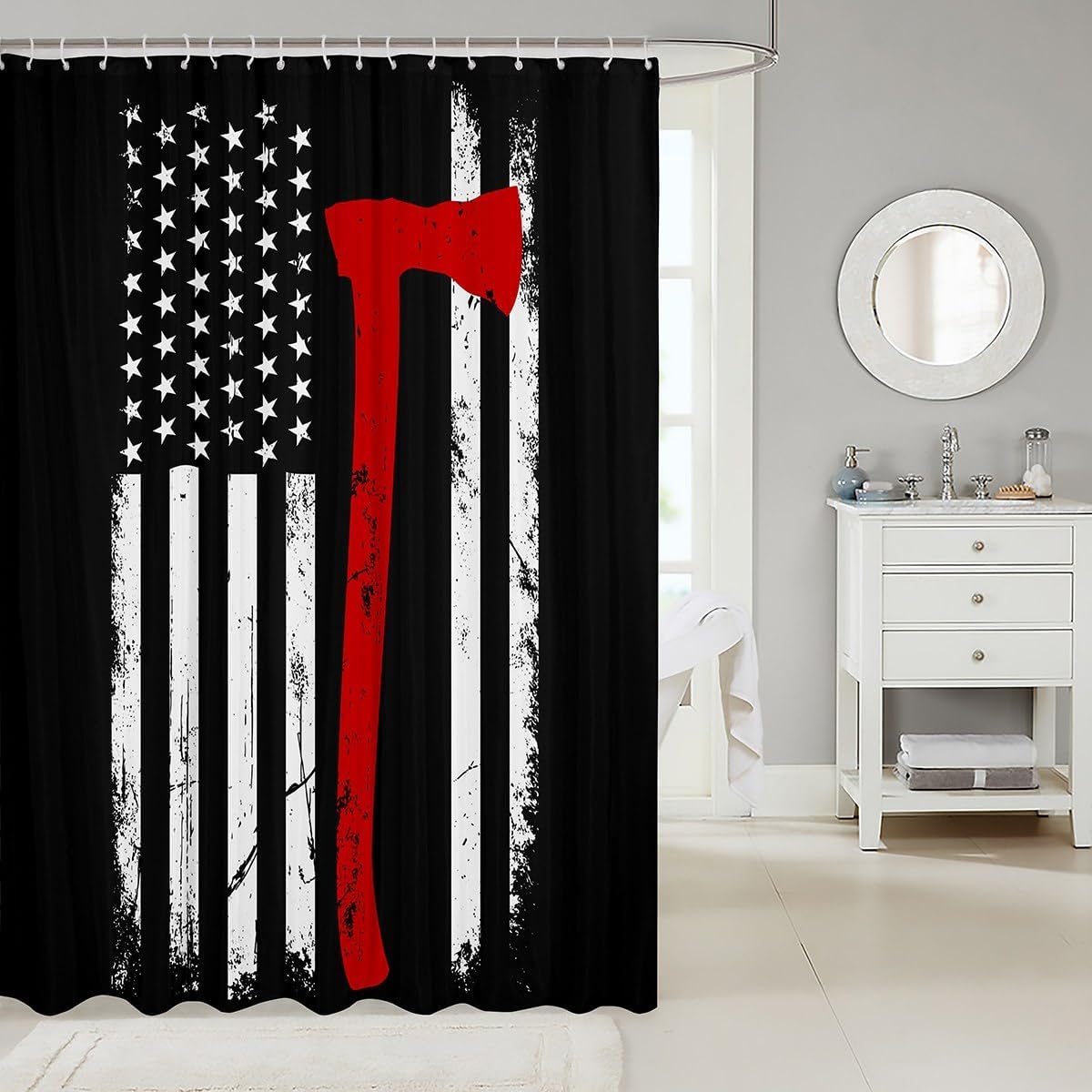 Firefighter Firetruck Shower Curtain Set