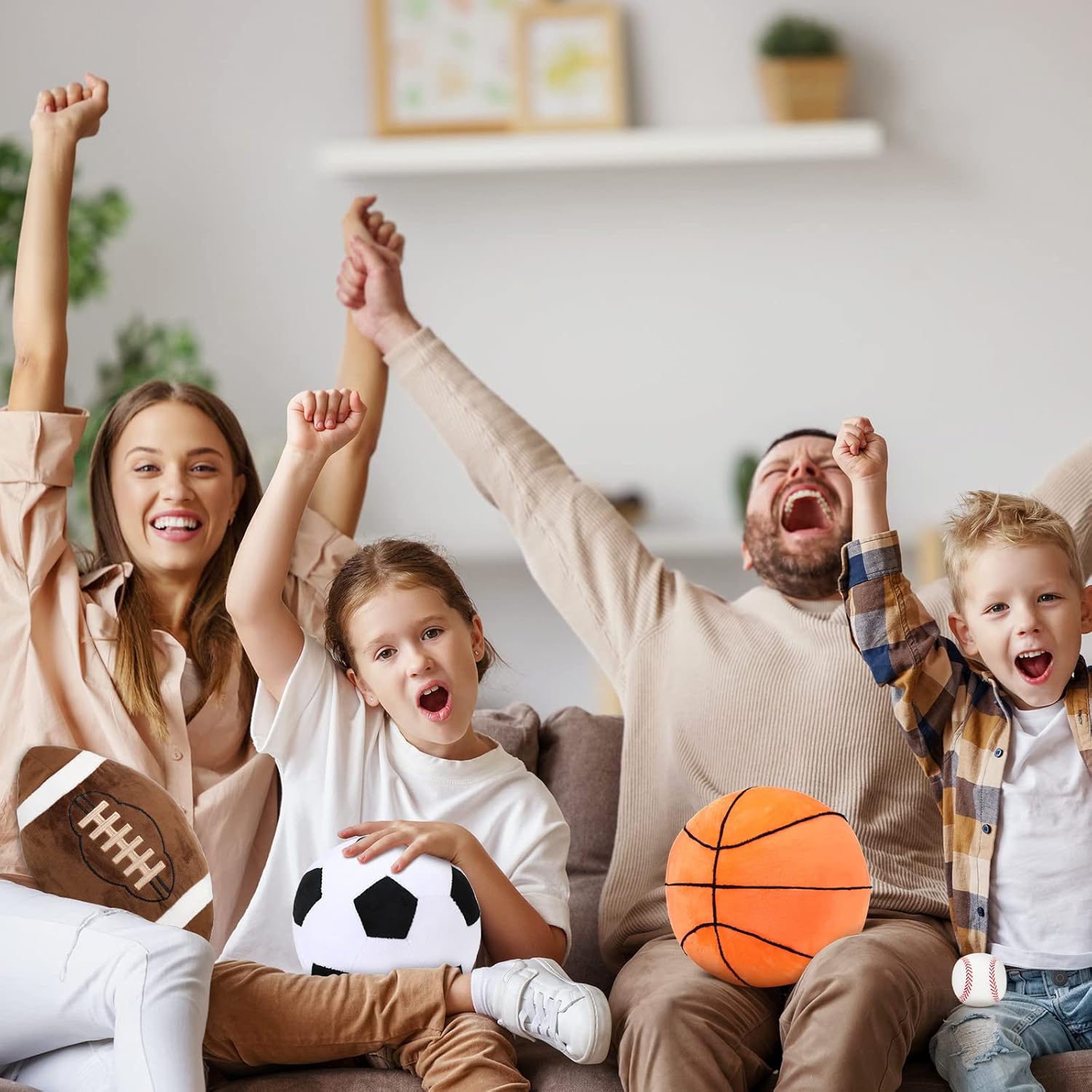 Sratte 4-Piece Sports Plush Pillow Set for Kids