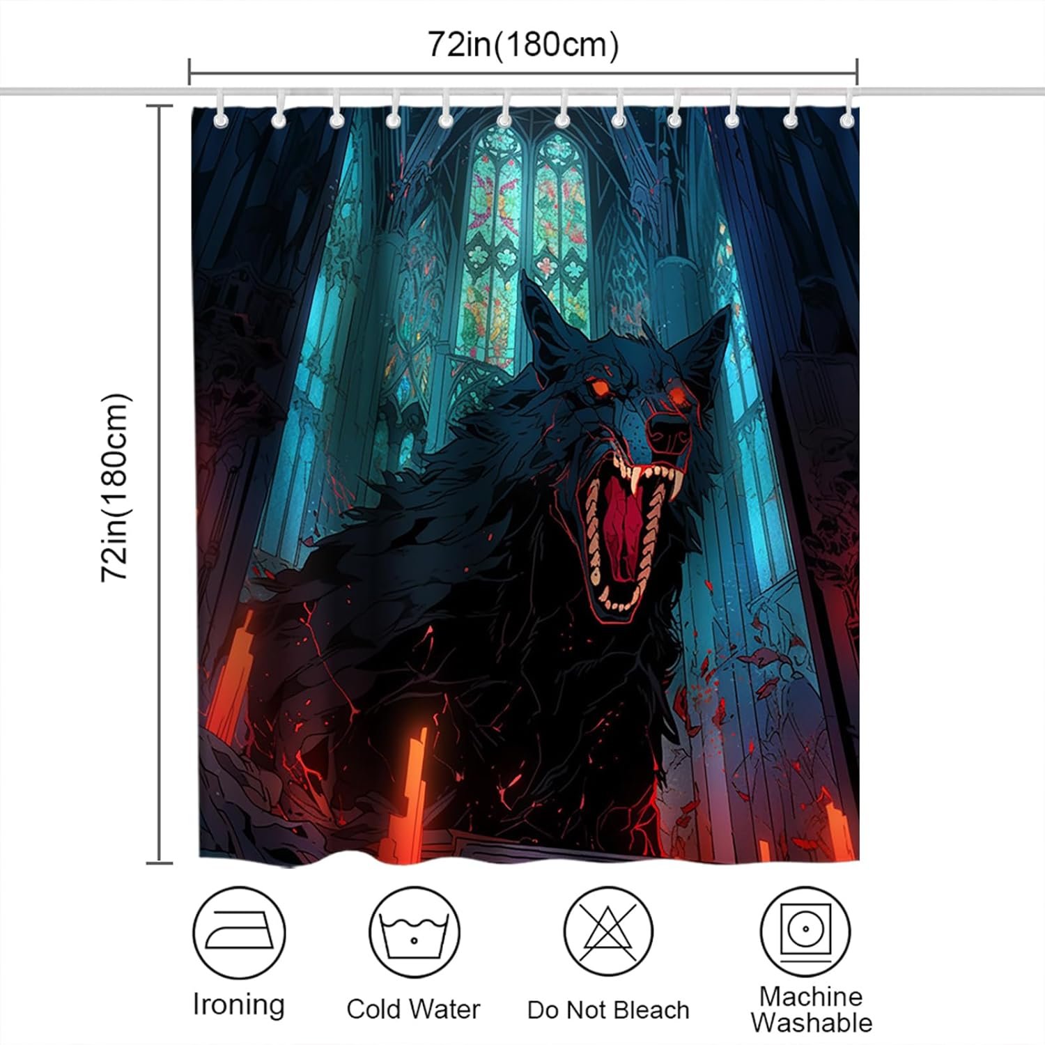 OTRANTO Funny Wolf Bathroom Shower Curtain Waterproof Durable Modern Design 72x72 inches