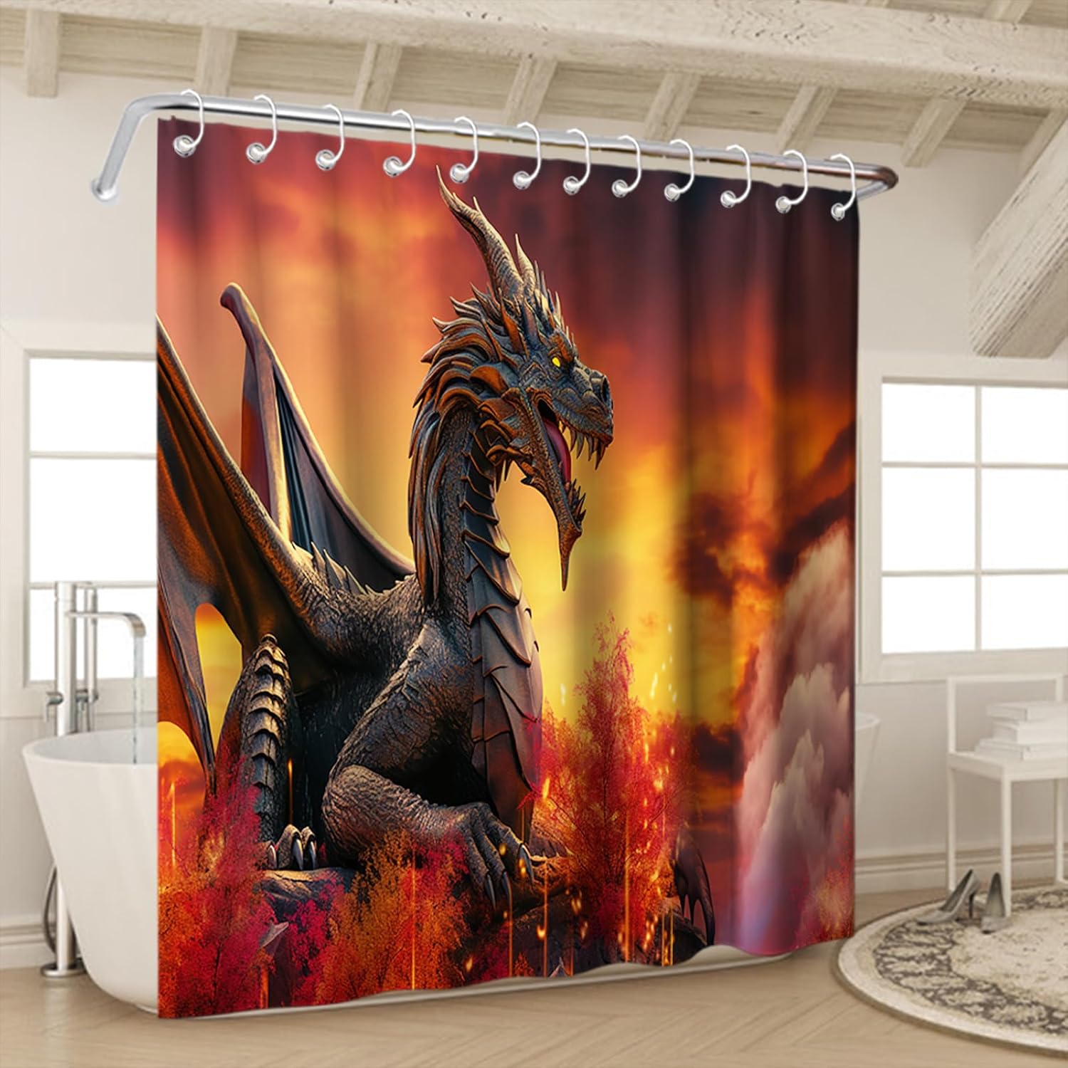 Funny Western Dragon Shower Curtain