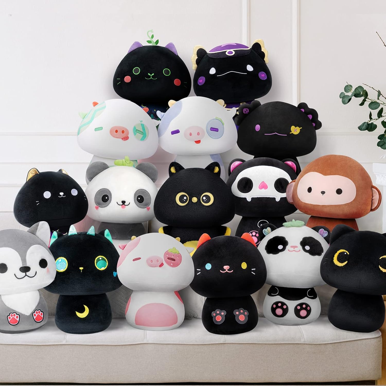 Squishy Cat Mushroom Plush Pillow