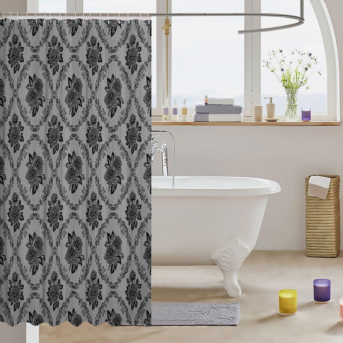 72x72 - Waterproof and Stylish 12-Hook Shower Curtain for Adults