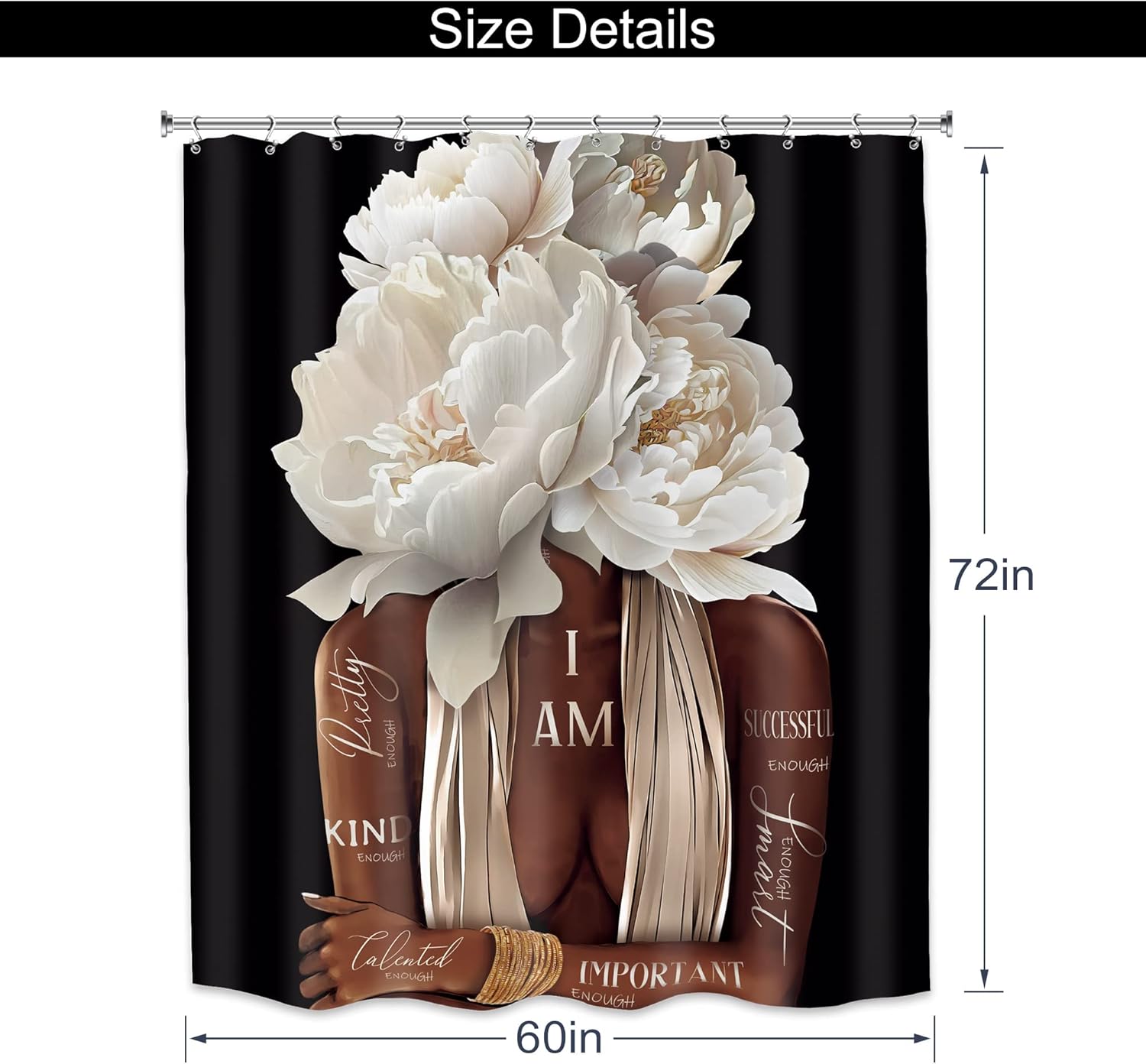 Mesvely Black Girl Shower Curtain