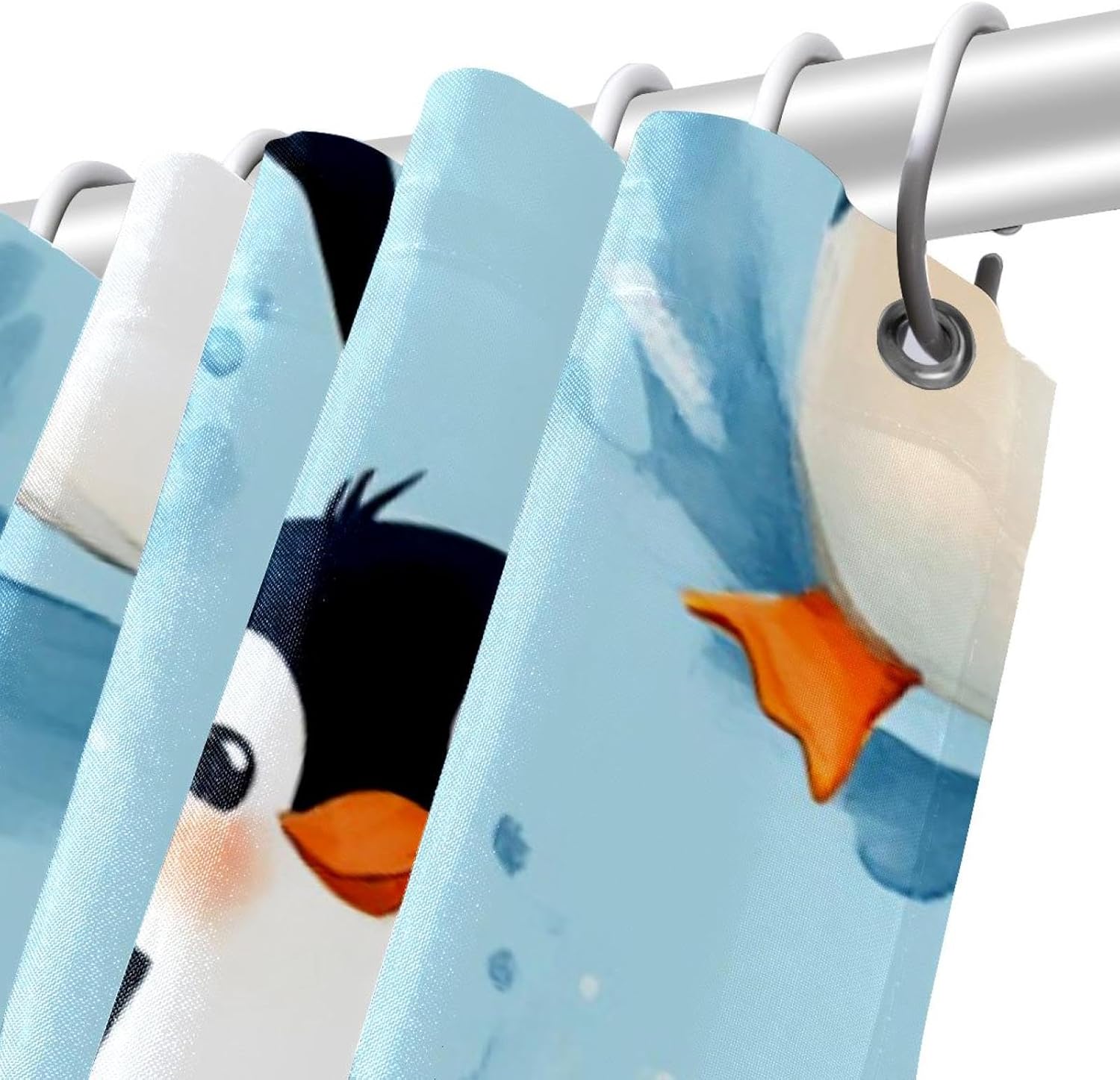 Joyful Penguins Waterproof Shower Curtain Set