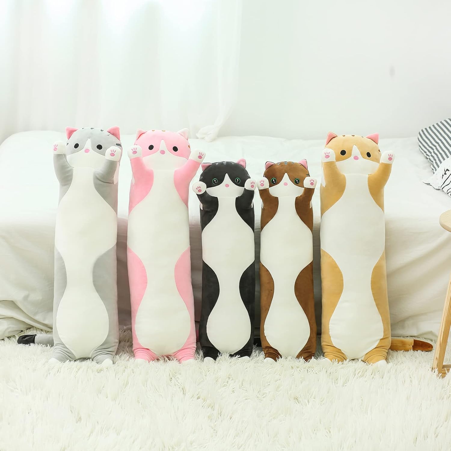 Cute Long-Legged Cat Body Pillow for Kids and Adults