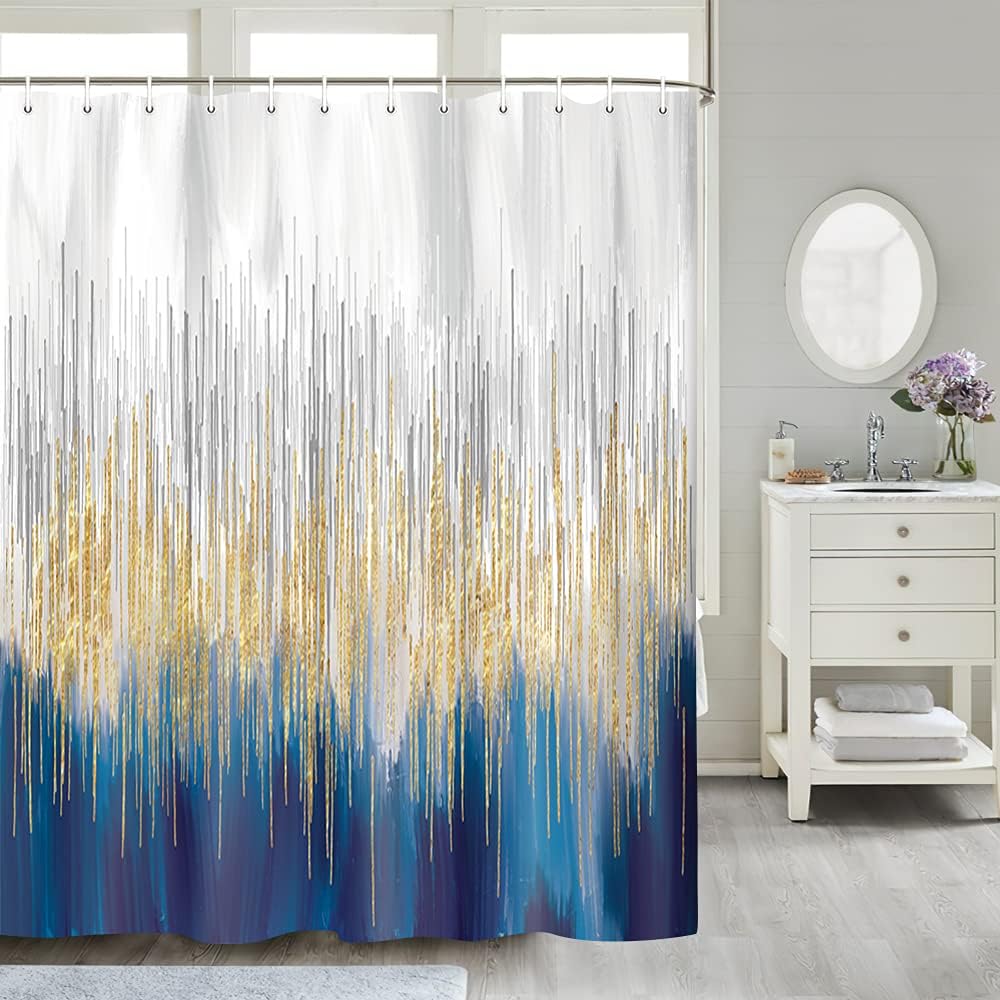 Stunning Grey Blue Abstract Art Shower Curtain