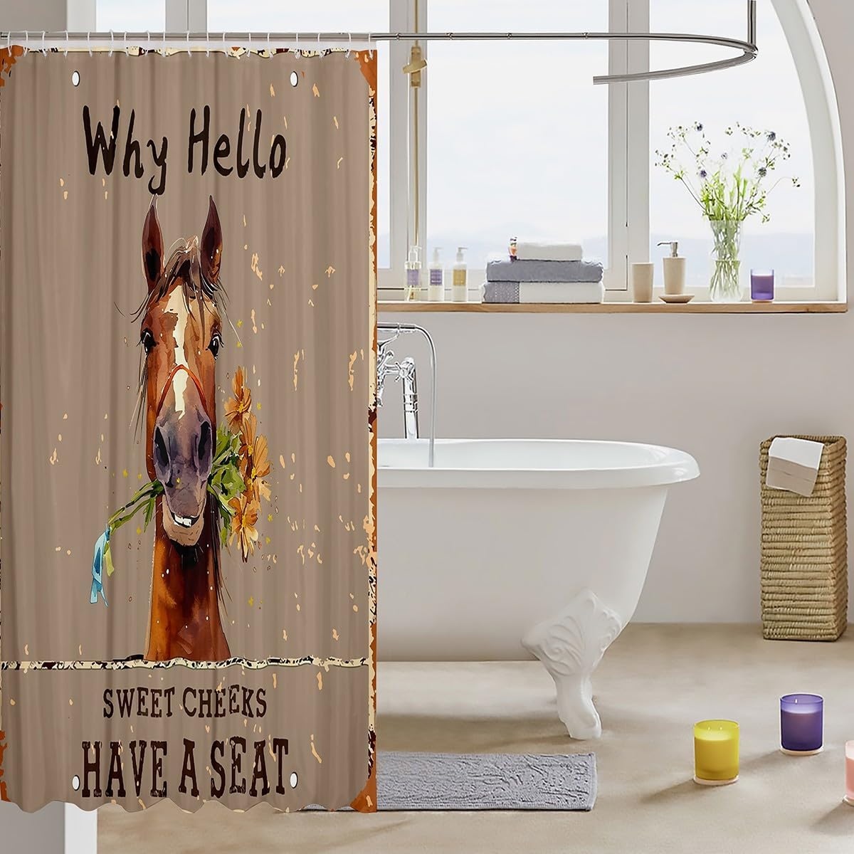 Feelyou Cute Horse Shower Curtain for Kids