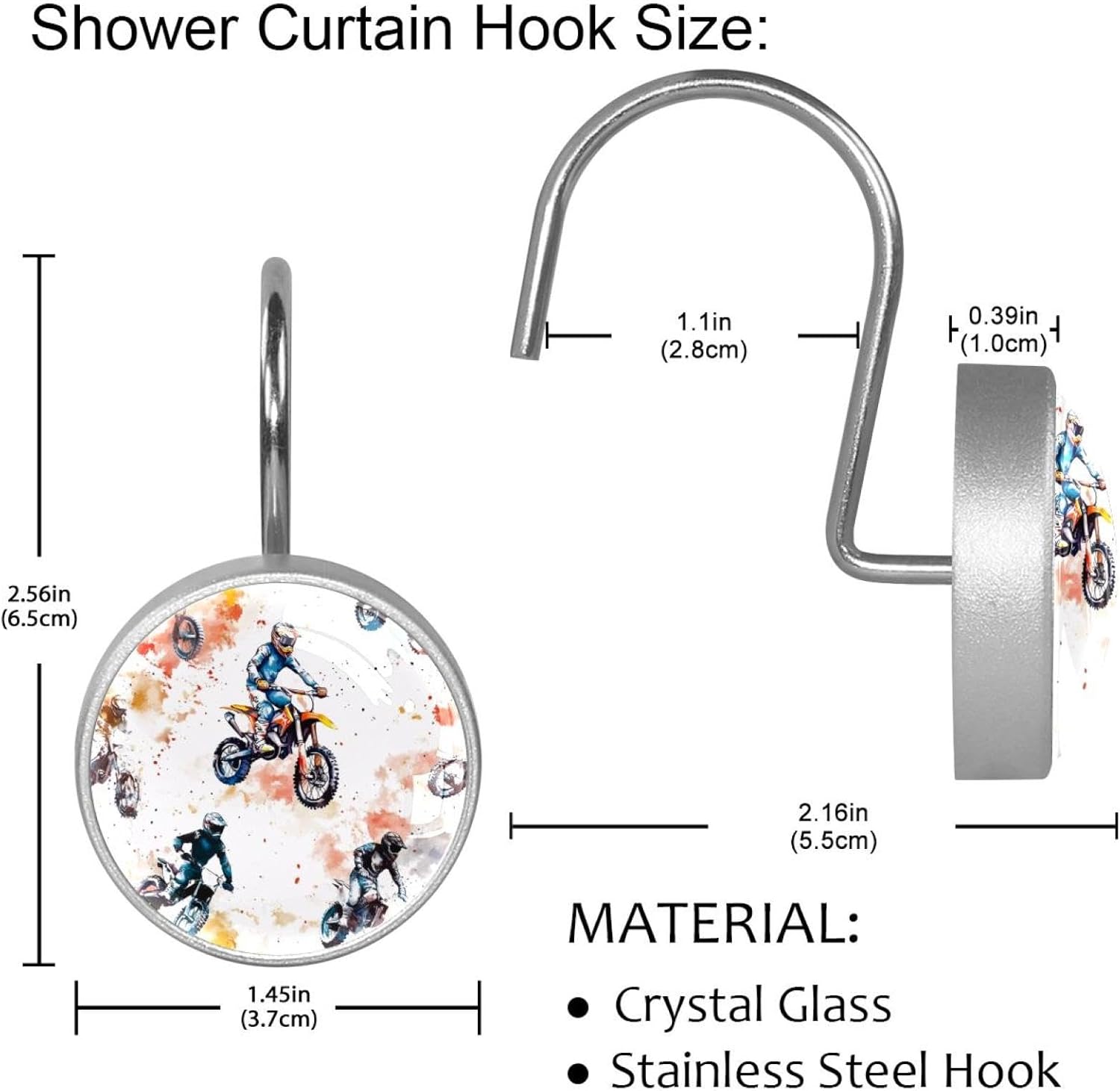 Watercolor Motorcross Boys Shower Curtain