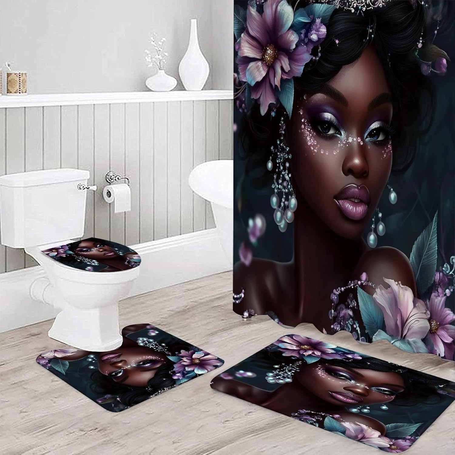 Stylish 4-Piece Set Unique African American Bathroom Design