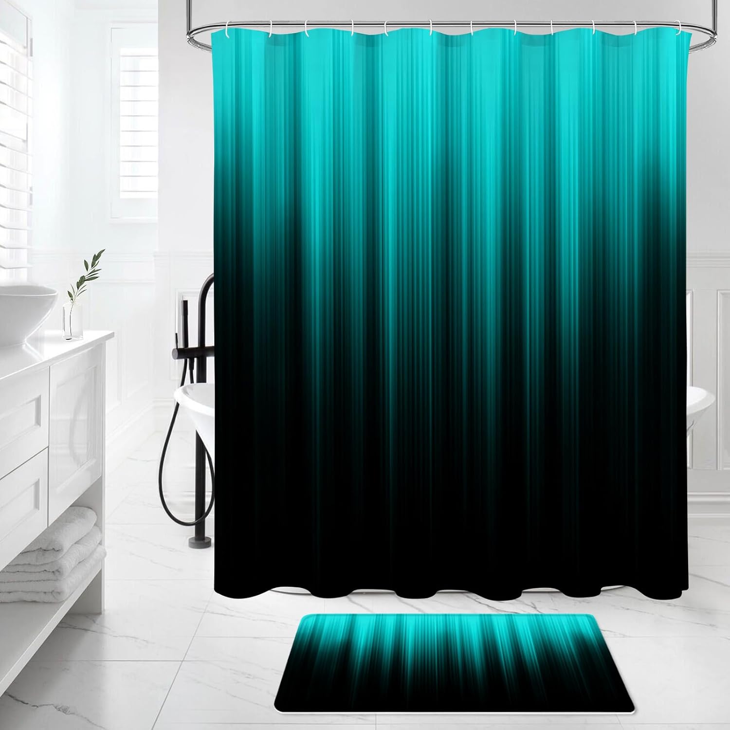 Modern Gradient Shower Curtain Set for Bathroom Uses