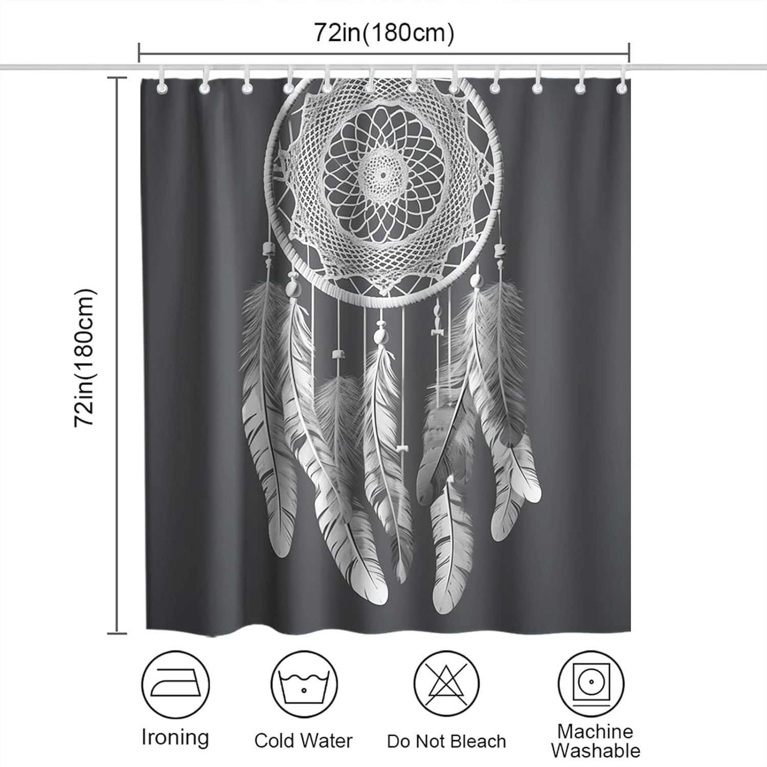 OTRANTO Gray Wind Chime Shower Curtain Set for Boys -