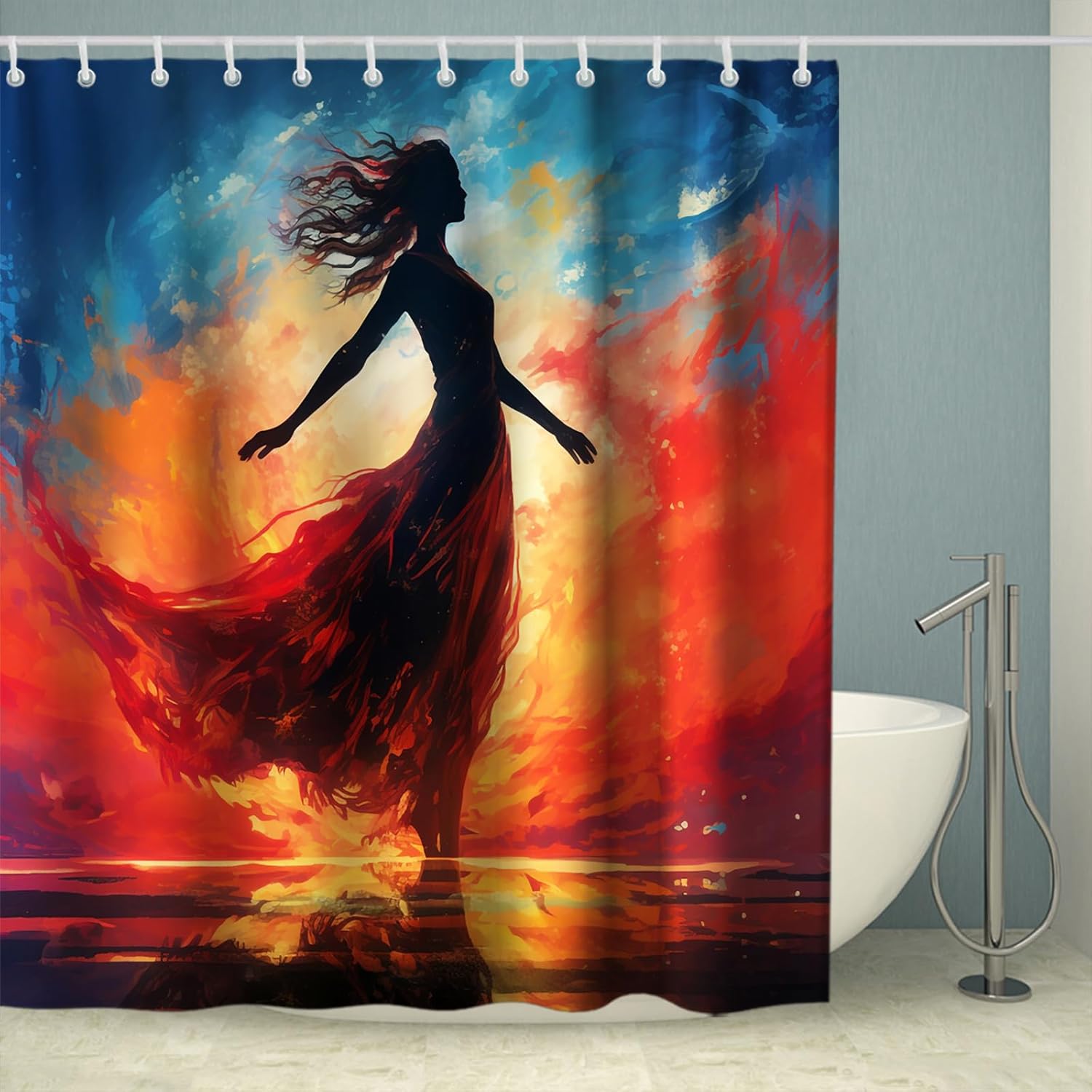 72x72 Abstract Minimalist Weighted Bath Curtain