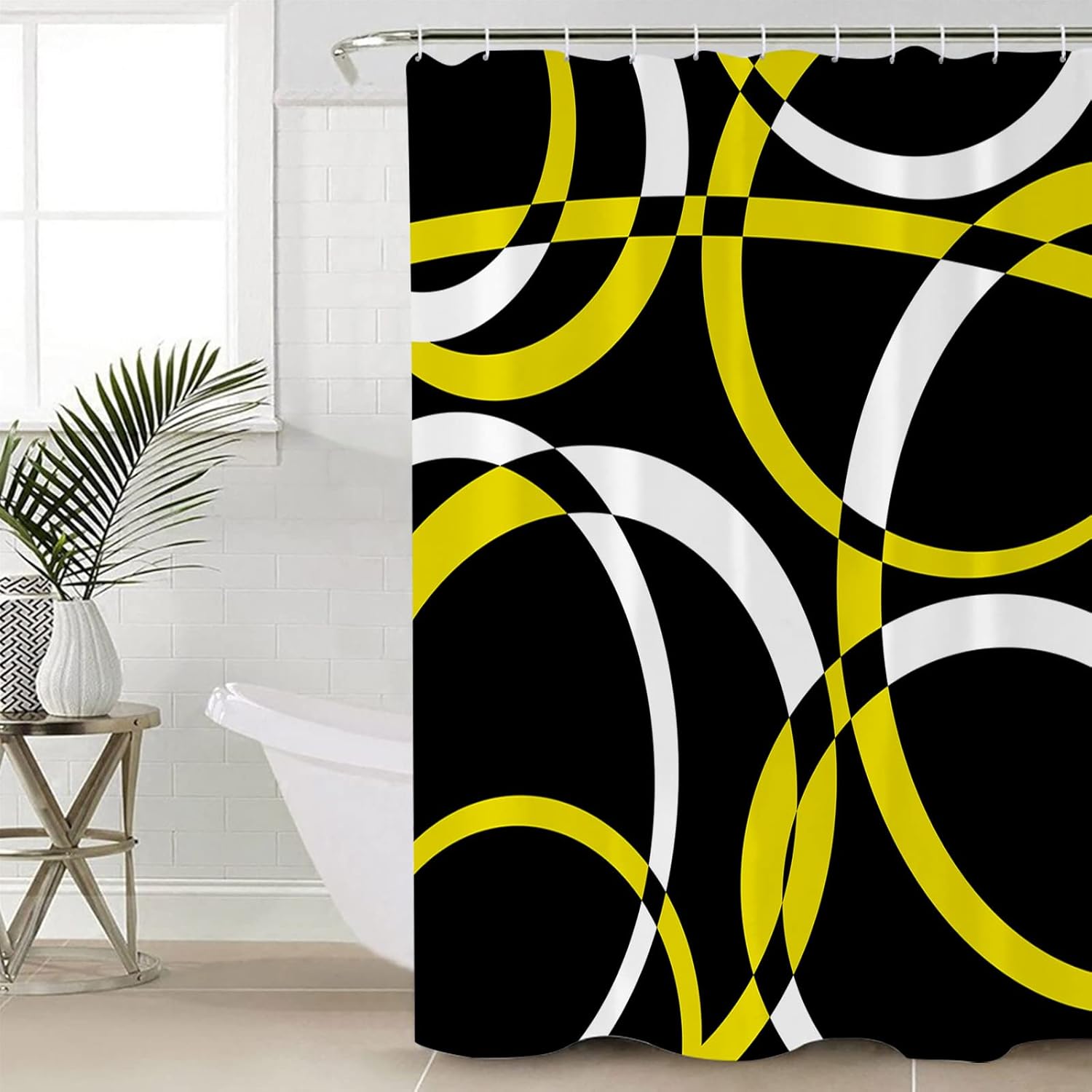 Sturdy waterproof shower curtain for bathroom with abstract geometric design