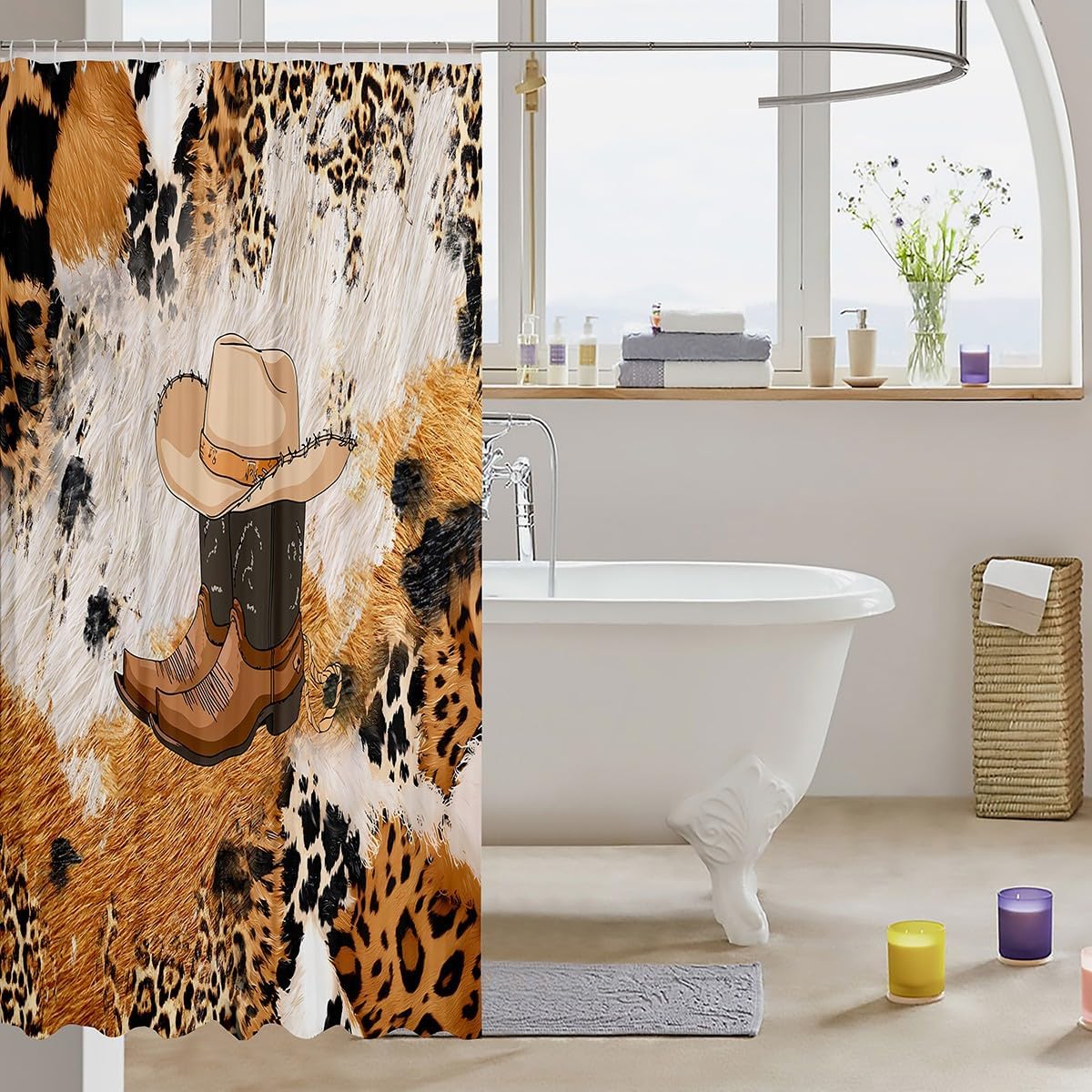 Feelyou Cowhide Shower Curtain 72X72 Leopard Print