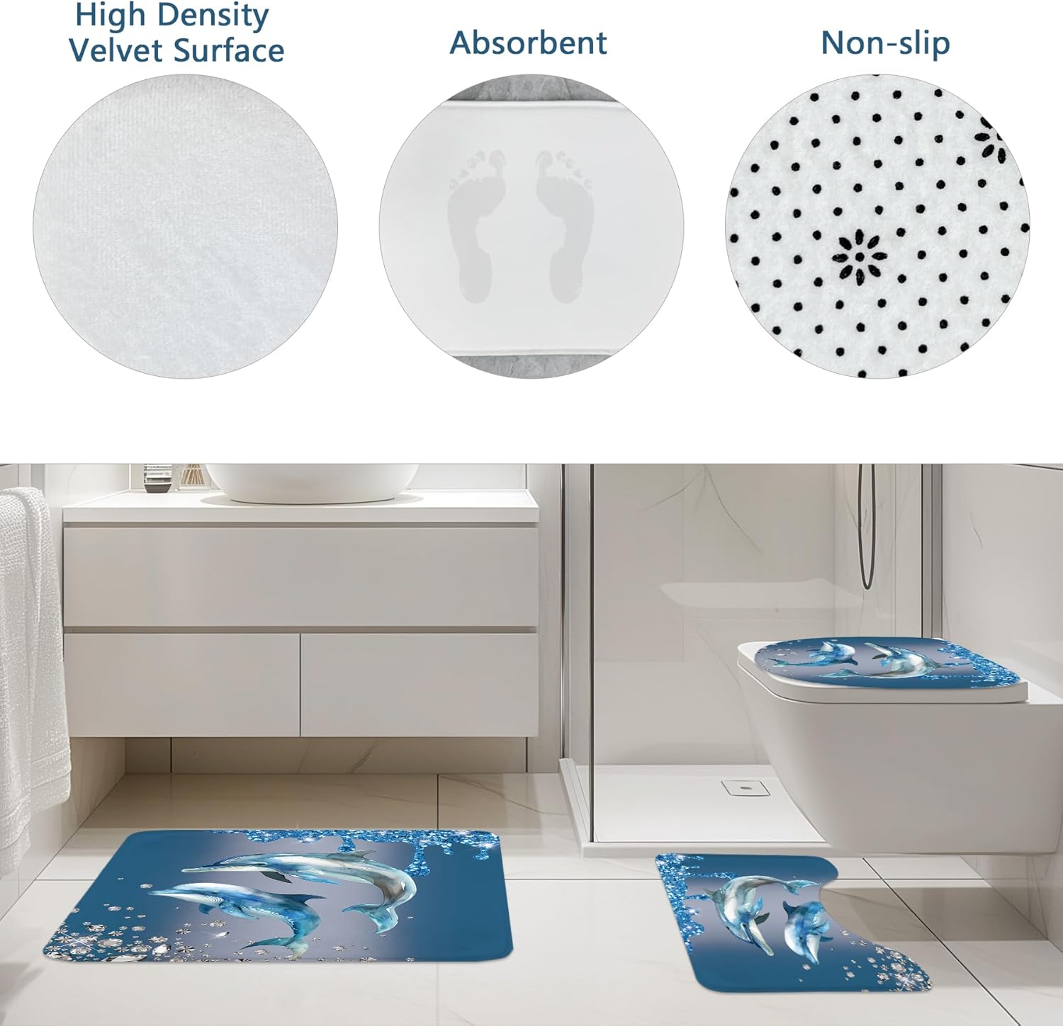 Riyidecor Dolphin Beach Decor Set for Your Bathroom