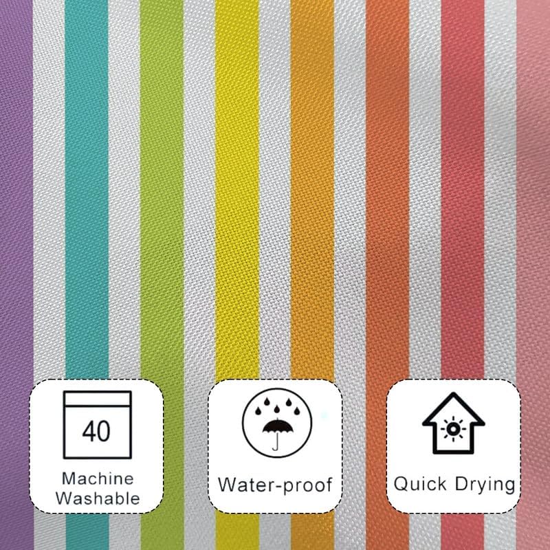 SRINKOC Rainbow Washable Kids Shower Curtain Set with 12 Hooks