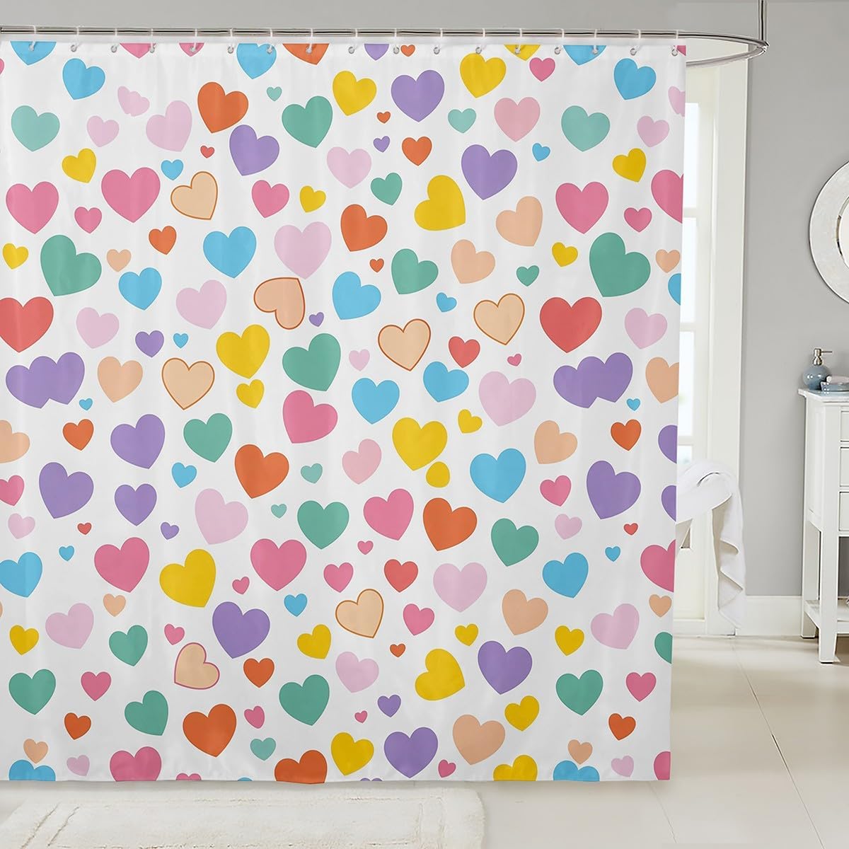 Manfei Love Heart Shower Curtains