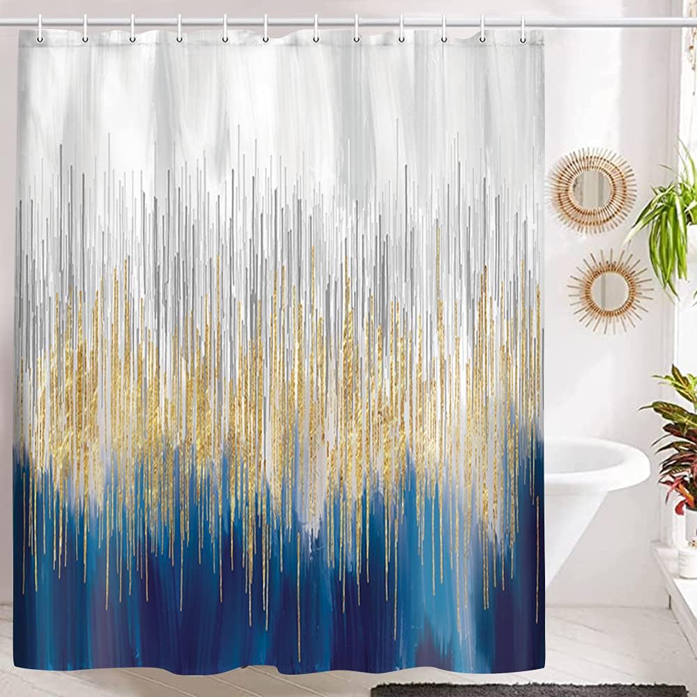 Stunning Grey Blue Abstract Art Shower Curtain