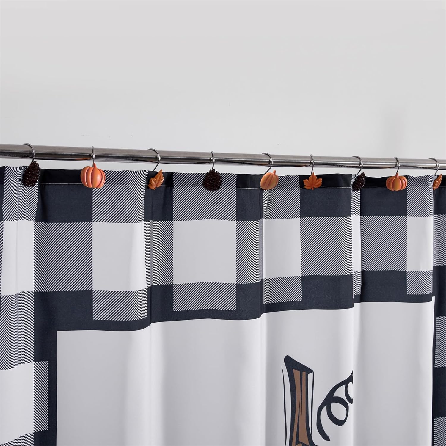 Estmy 12PCS Fall Autumn shower curtain hooks rings